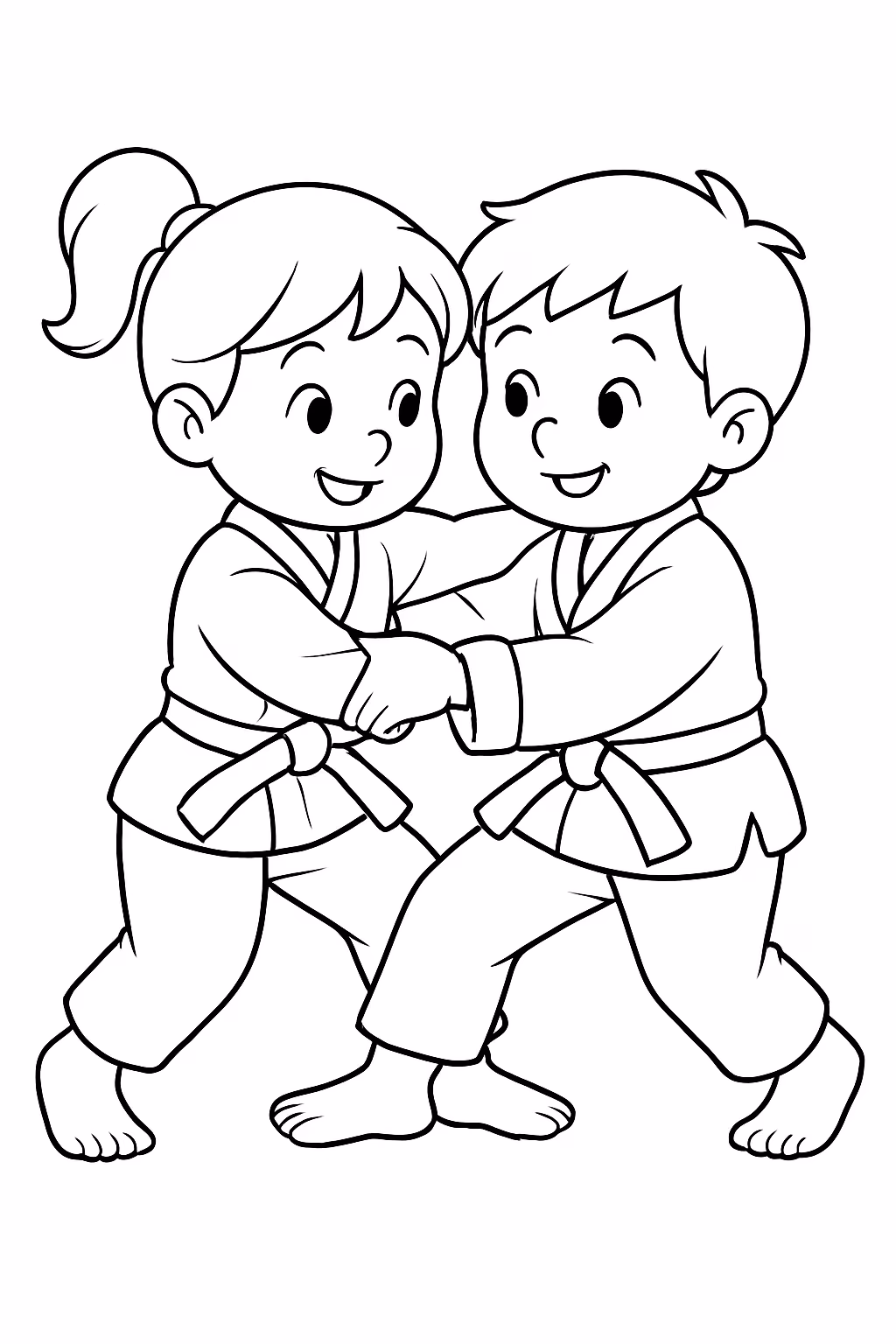 Judoca lutando para colorir — desenho para imprimir