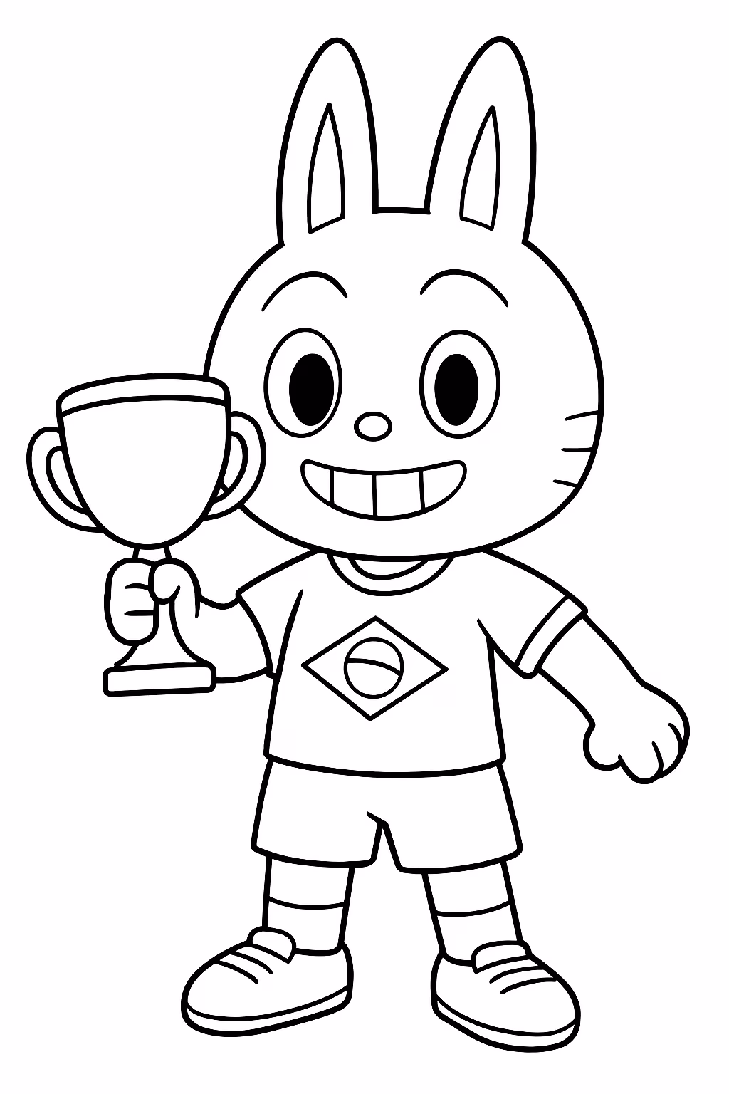 Labubu roupa do brasil e com a taca da copa para colorir — desenho para imprimir