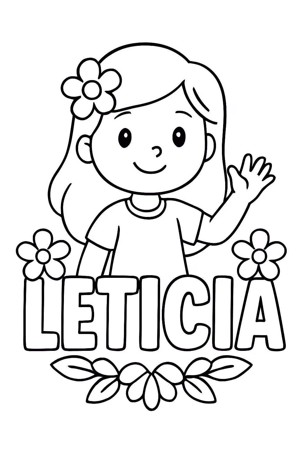 Letreiro escrito leticia para colorir — desenho para imprimir