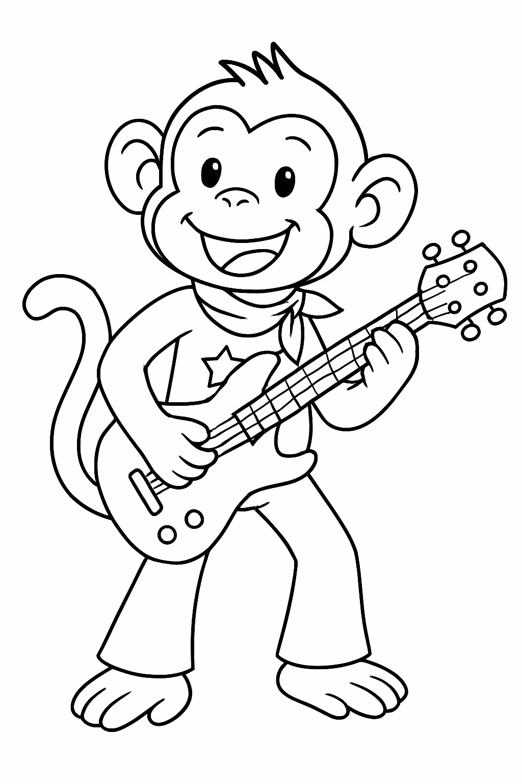Macaco rockstar para colorir — desenho para imprimir