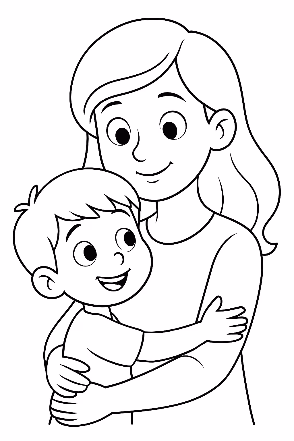 Mae e filho para colorir — desenho para imprimir