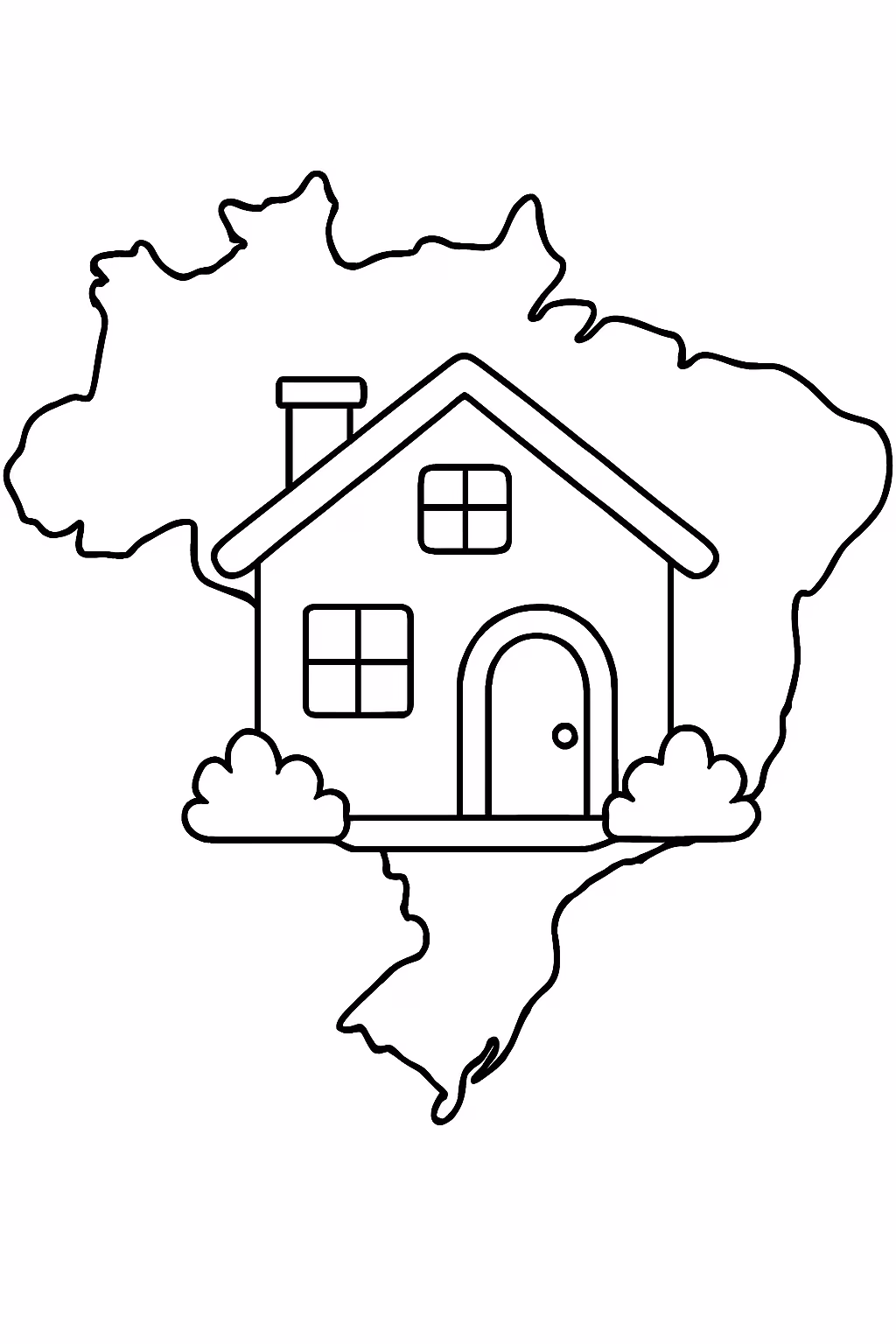 Mapa do brasil e dentro mapa casa para colorir — desenho para imprimir