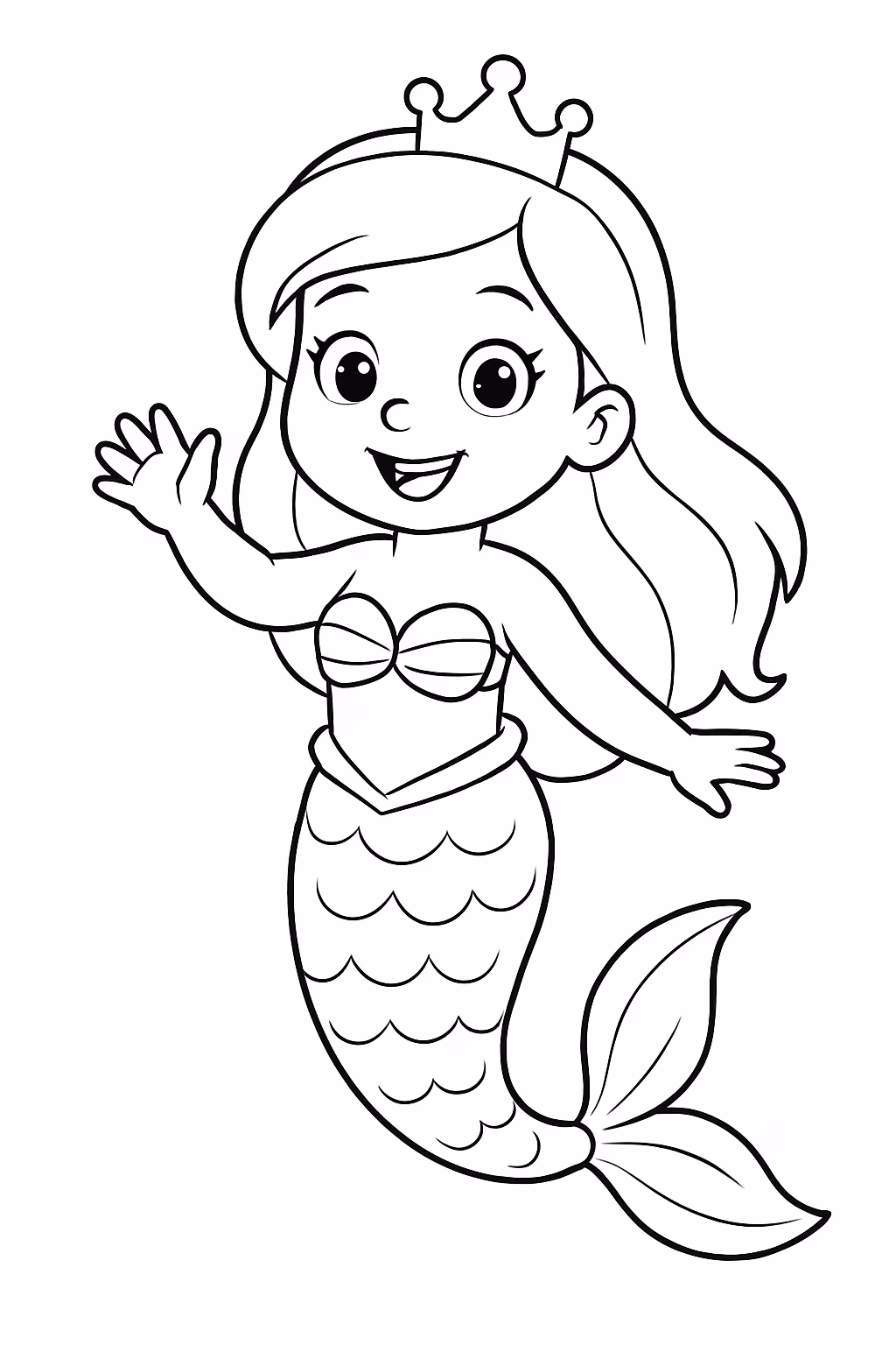 Masha de sereia para colorir — desenho para imprimir