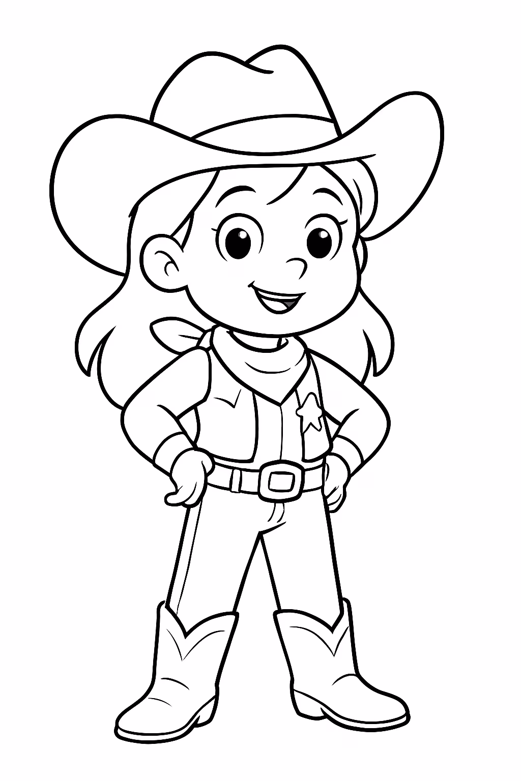 Menina cowboy para colorir — desenho para imprimir