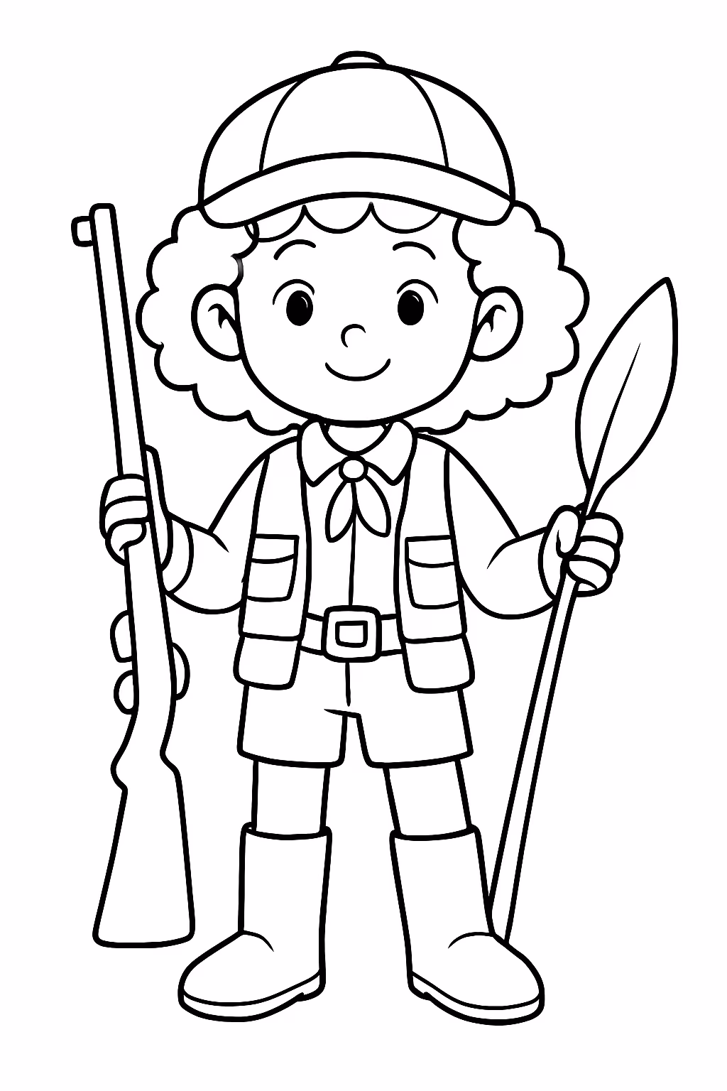 Menina de cabelos curtos cacheados vestida de huntryx para colorir — desenho para imprimir