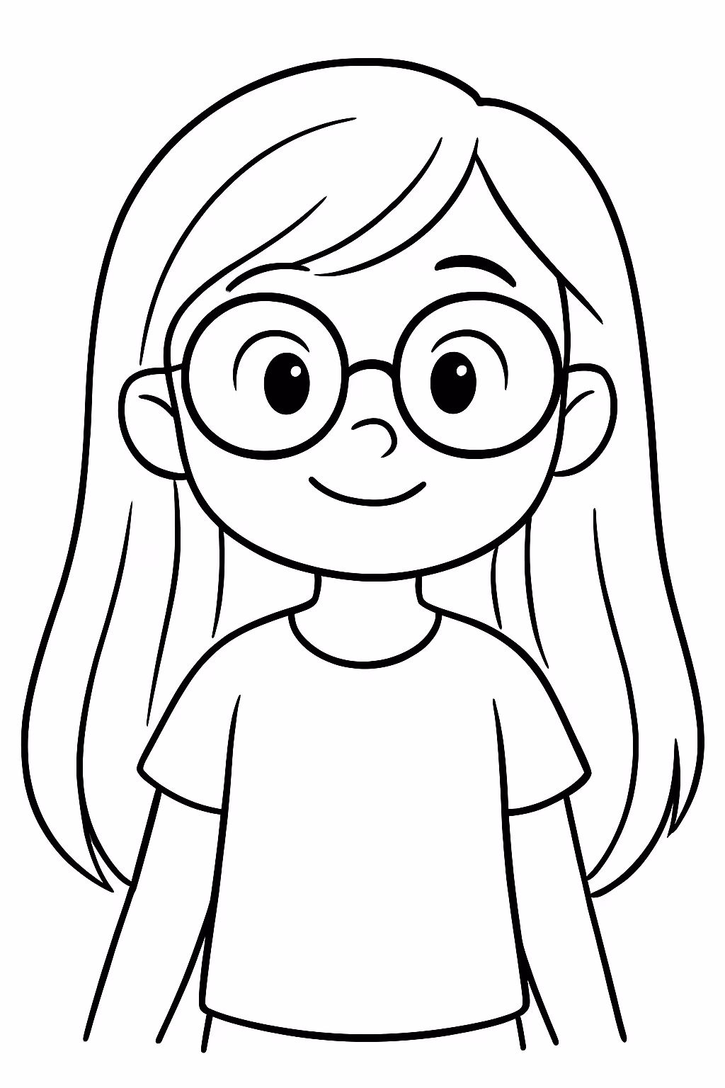 Menina de oculos e cabelo comprido para colorir — desenho para imprimir