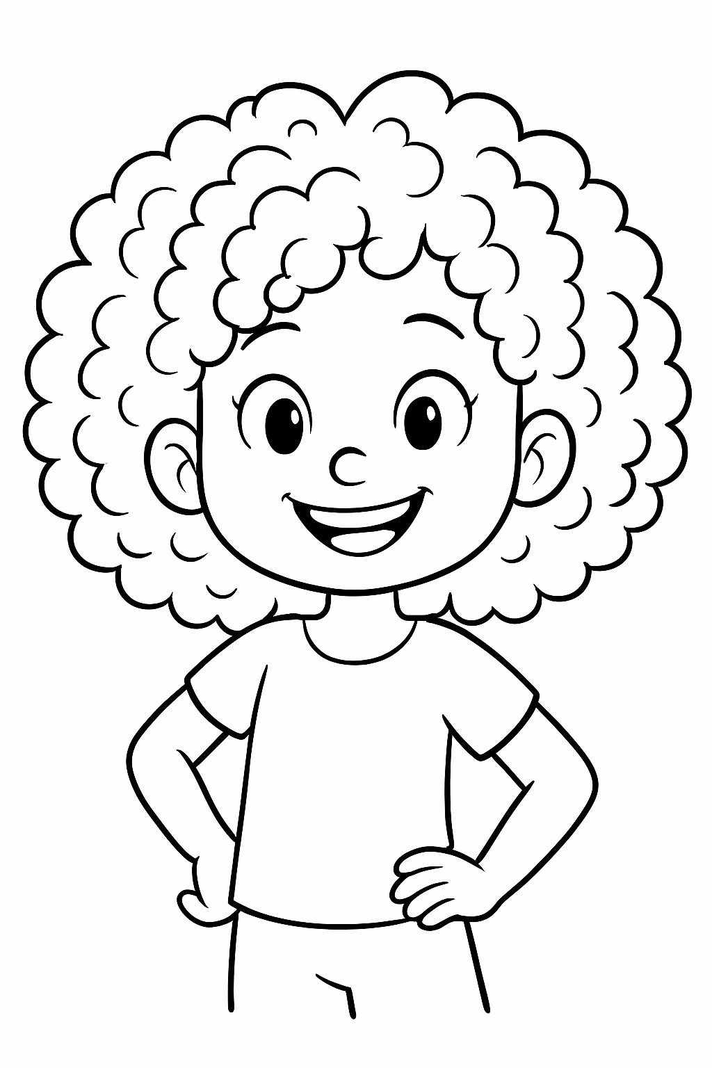 Menina do cabelo cacheado para colorir — desenho para imprimir