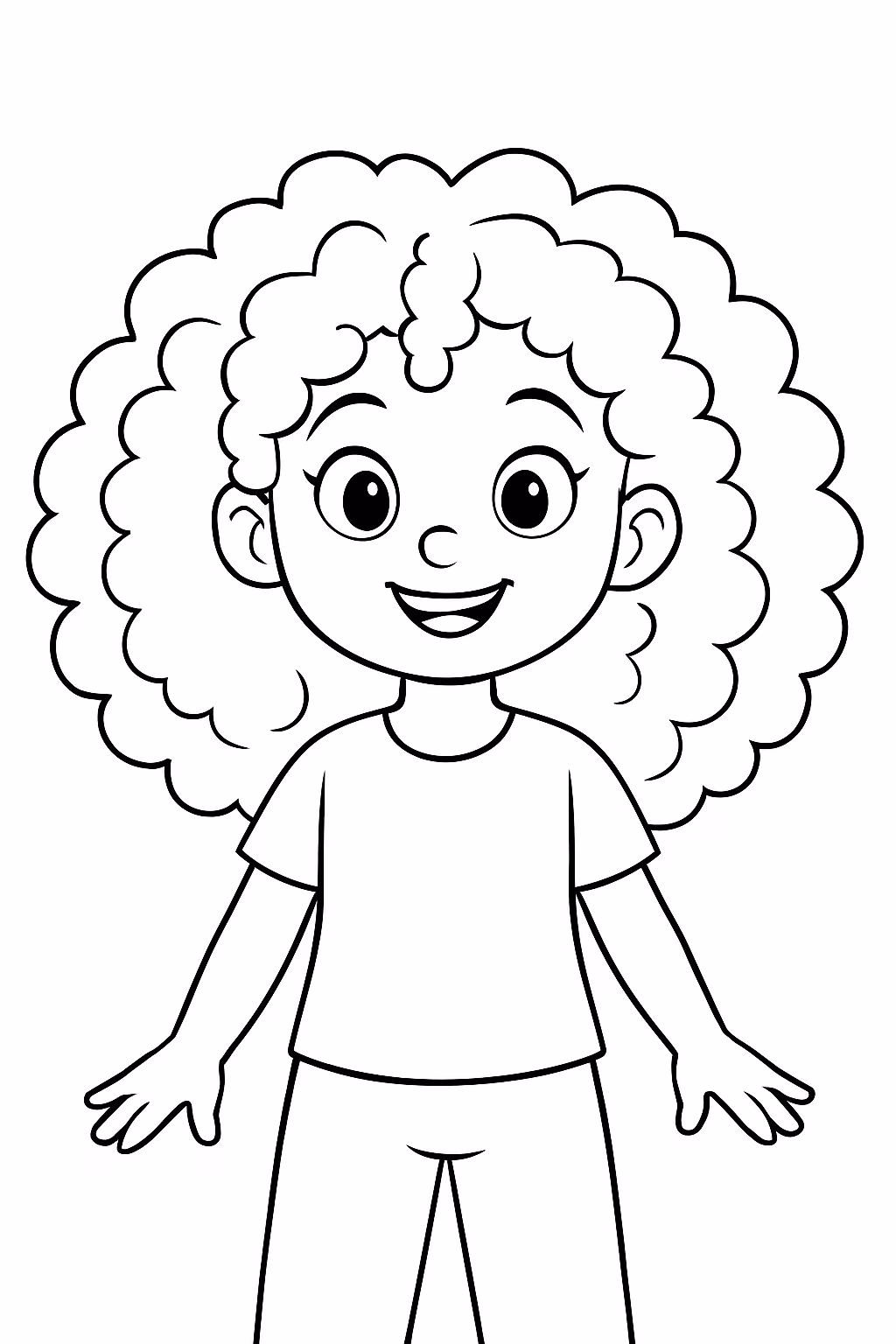 Menina do cabelo grande cacheado para colorir — desenho para imprimir