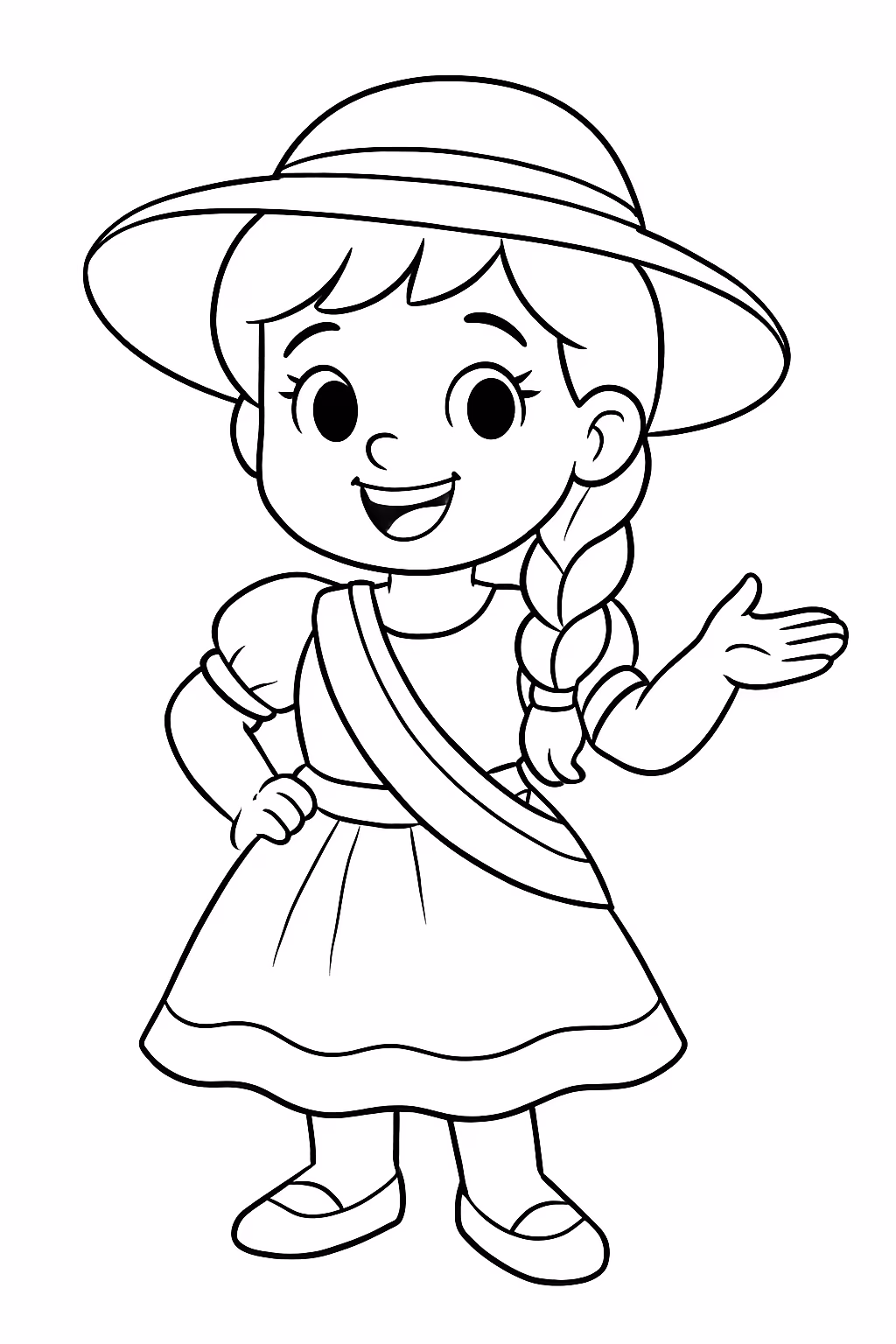 Menina fofa do brasil para colorir — desenho para imprimir