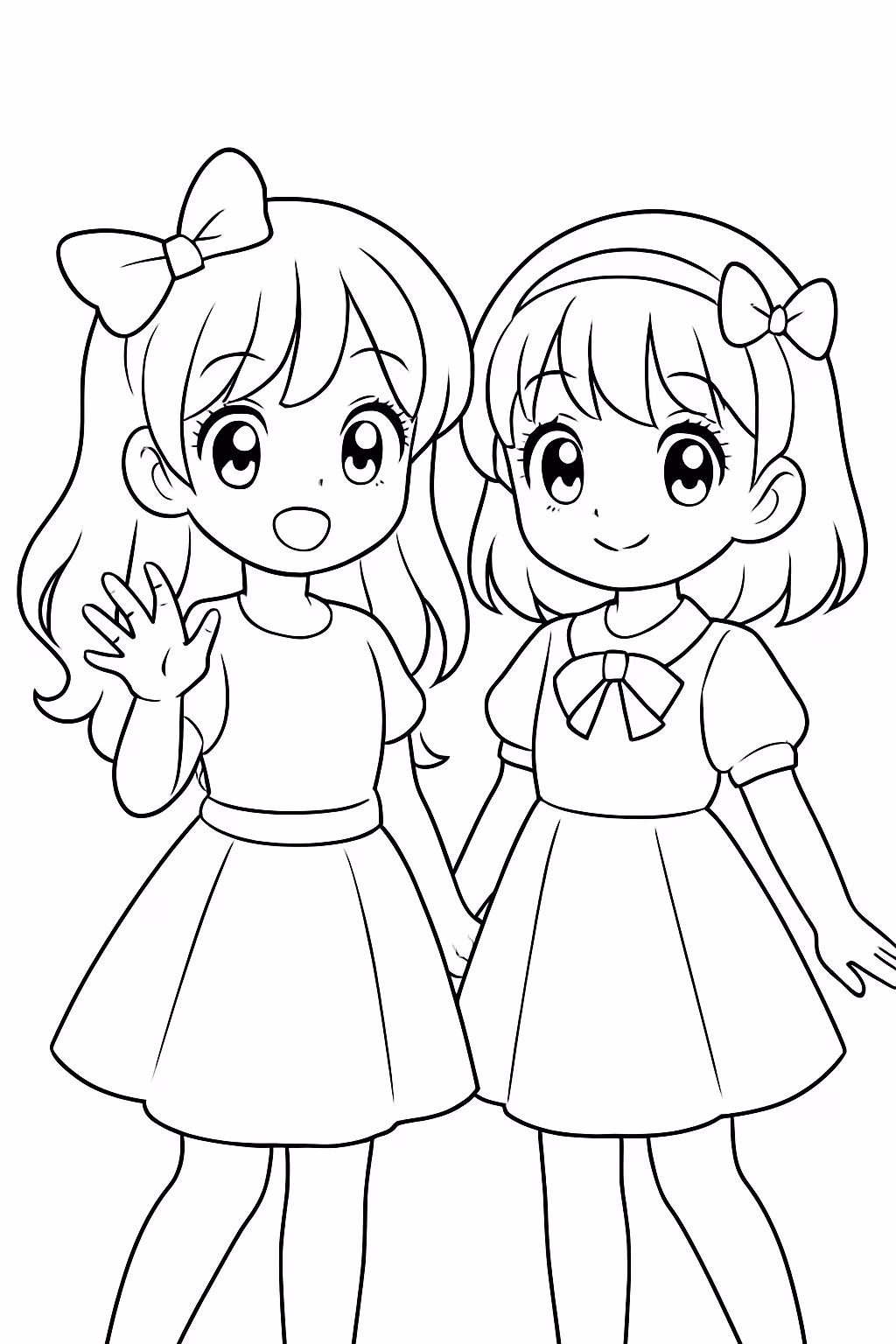 Meninas anime para colorir — desenho para imprimir