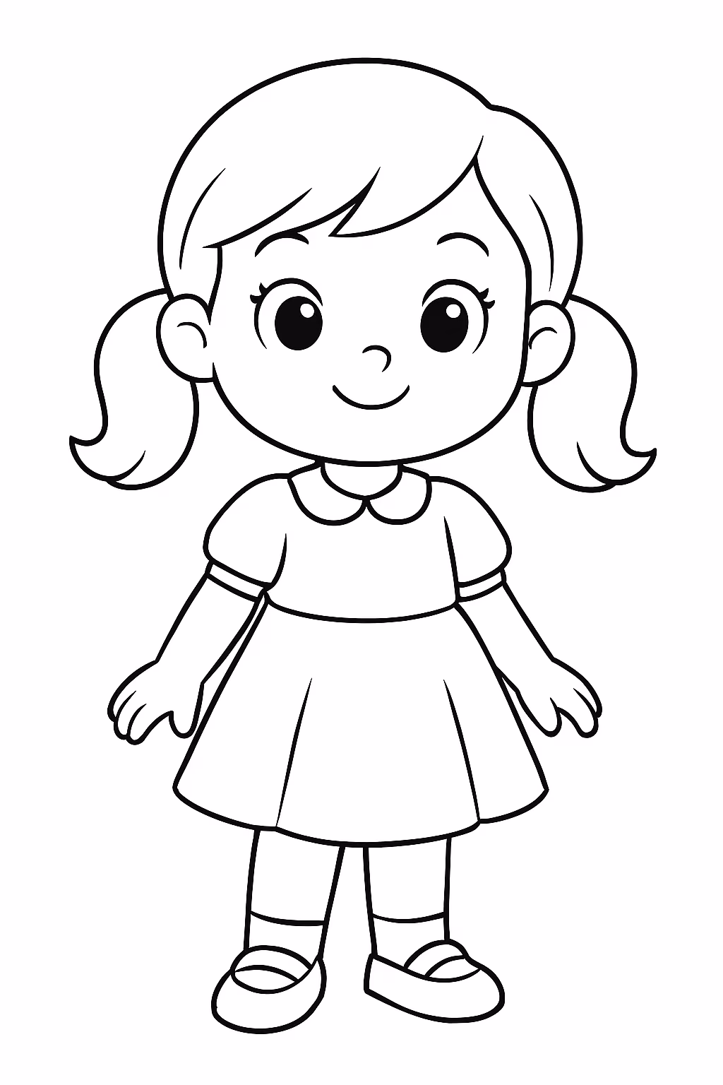 Menininha fofa para colorir — desenho para imprimir