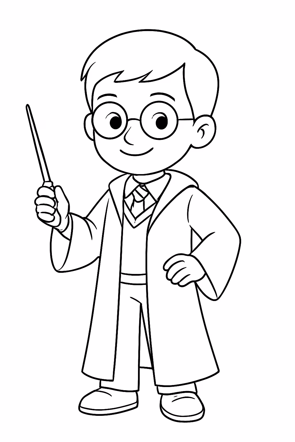 Menino cabelo curto com roupa de harry potter para colorir — desenho para imprimir