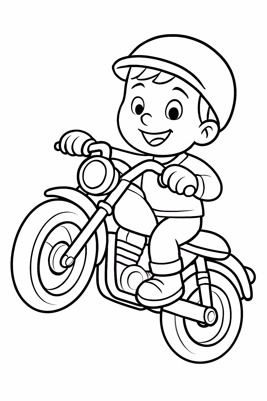 Menino dando grau de moto para colorir — desenho para imprimir