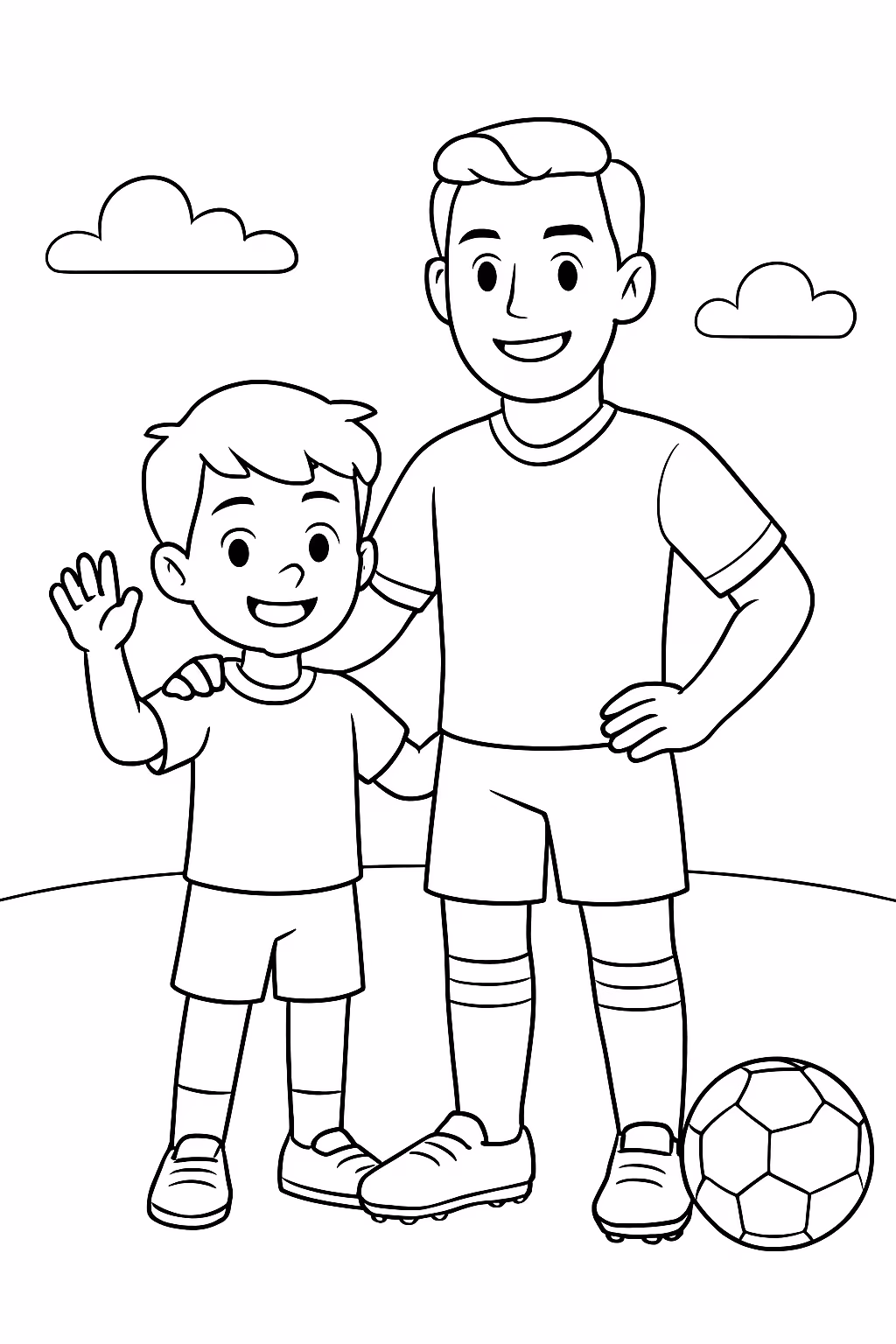 Menino e cristiano ronaldo para colorir — desenho para imprimir
