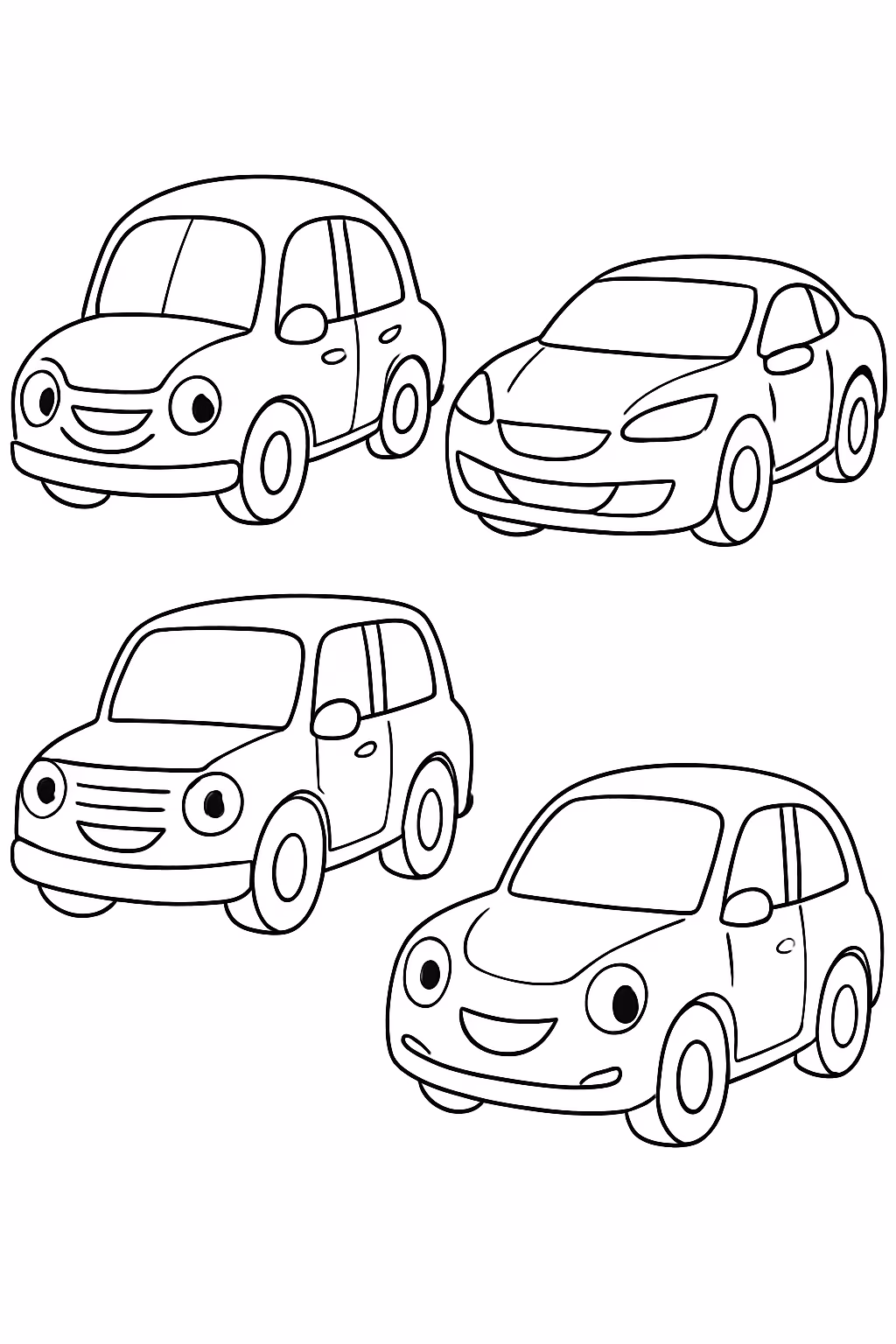Muitoscarros para colorir — desenho para imprimir