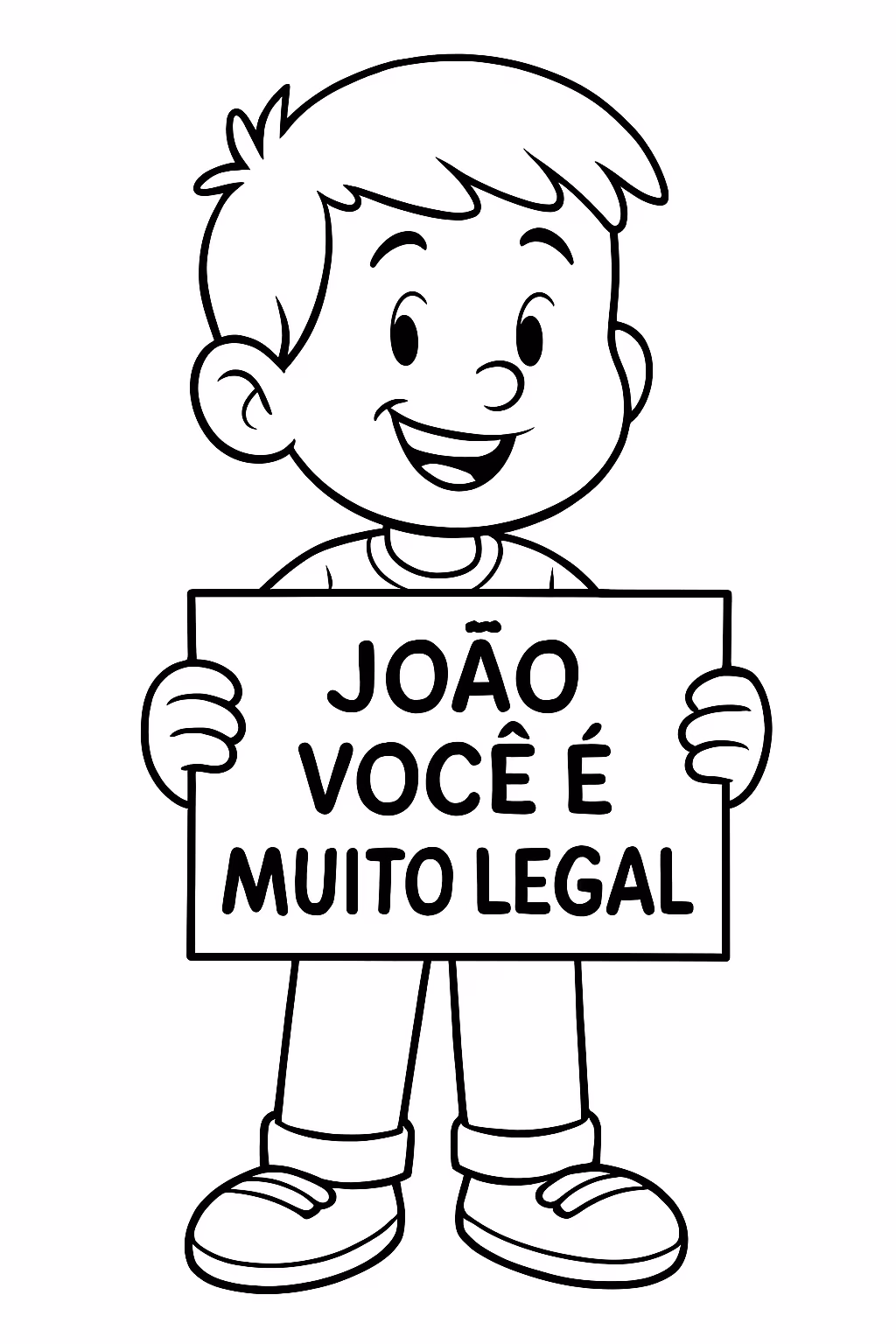 Mundo de greg segurando uma placa escrito joao voce e para colorir — desenho para imprimir