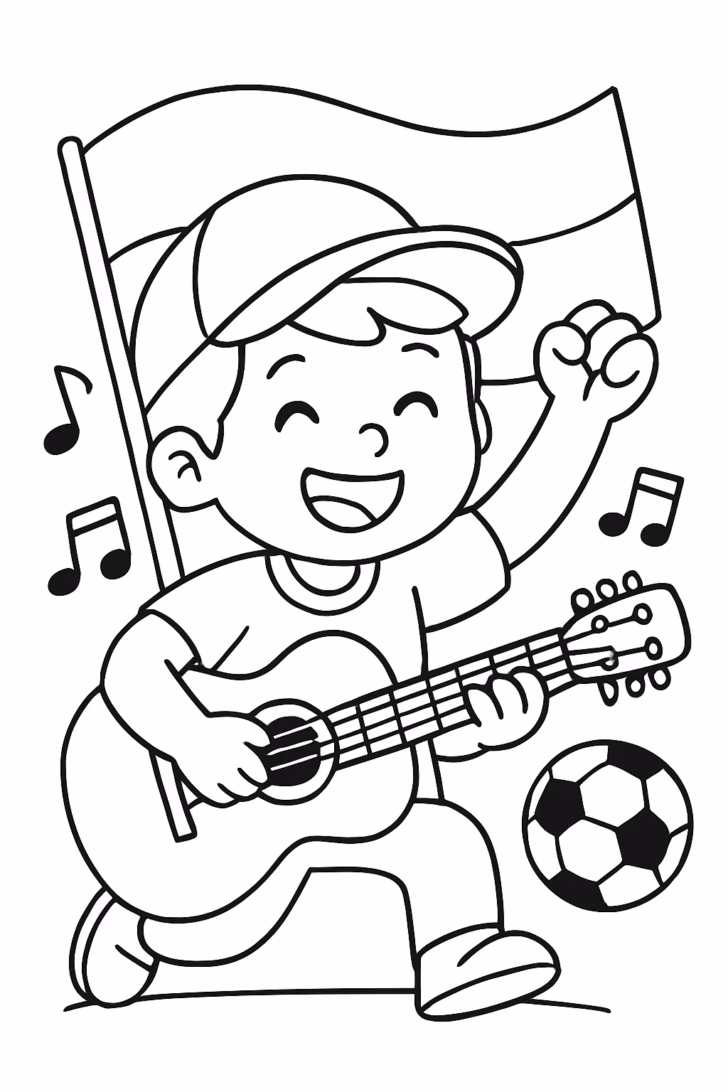 Musica e copa do mundo para colorir — desenho para imprimir