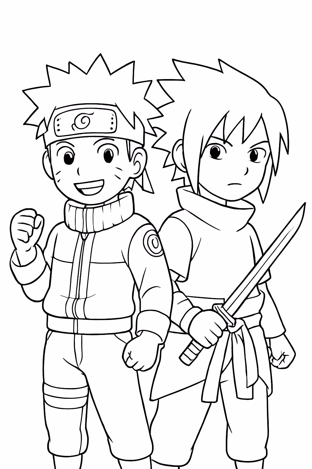 Naruto e sasuke para colorir — desenho para imprimir