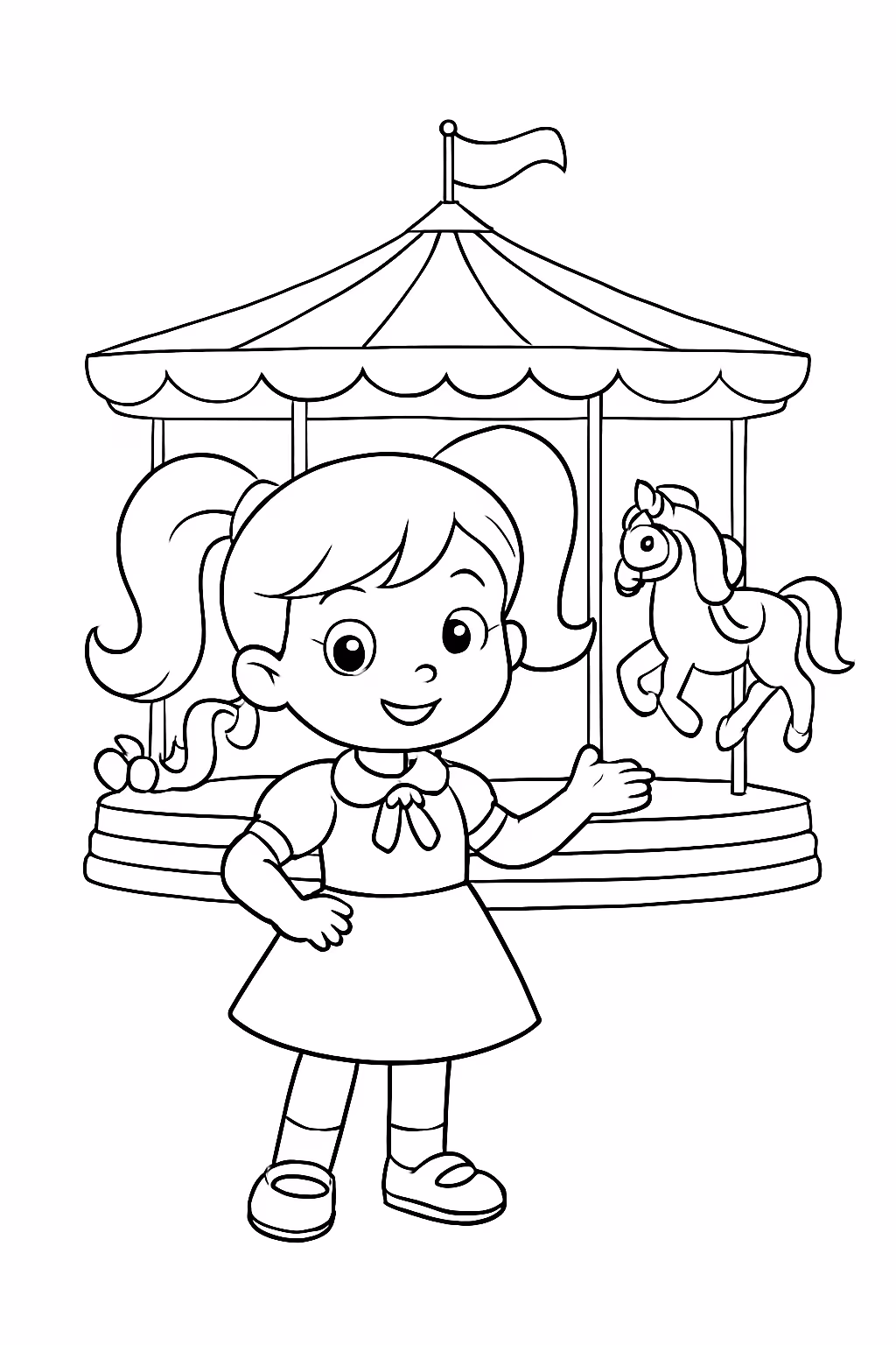 Novela carrossel para colorir — desenho para imprimir