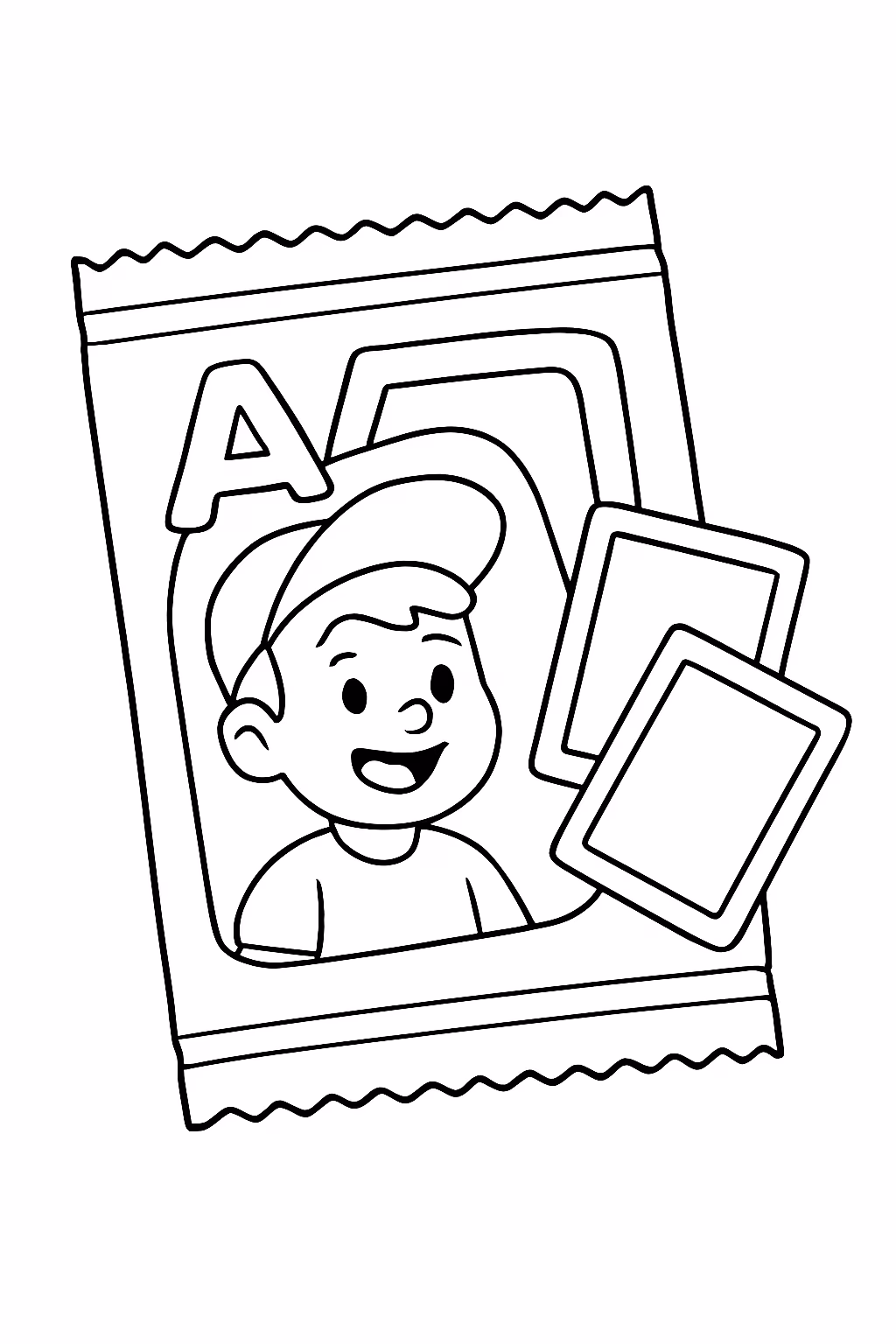 Pacotinho de figurinha falso para colorir — desenho para imprimir