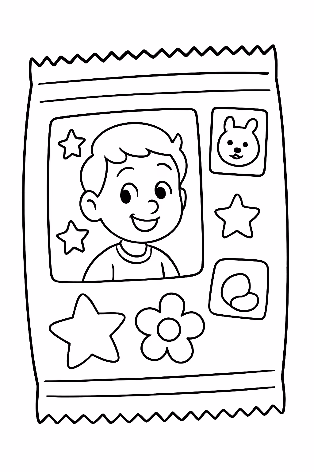 Pacotinho de figurinha para colorir — desenho para imprimir