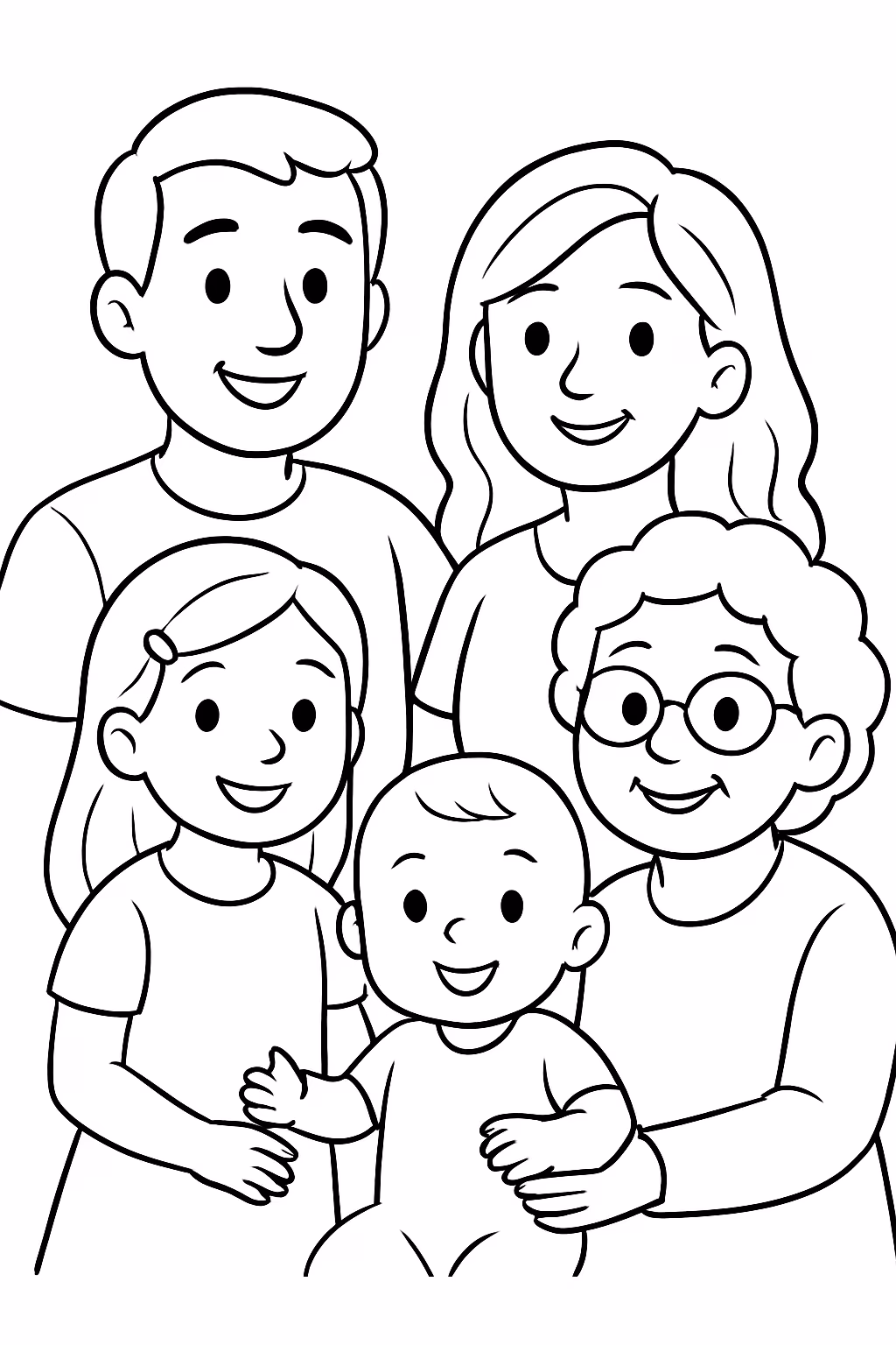 Pai mae filha de anos filha de anos filho d para colorir — desenho para imprimir
