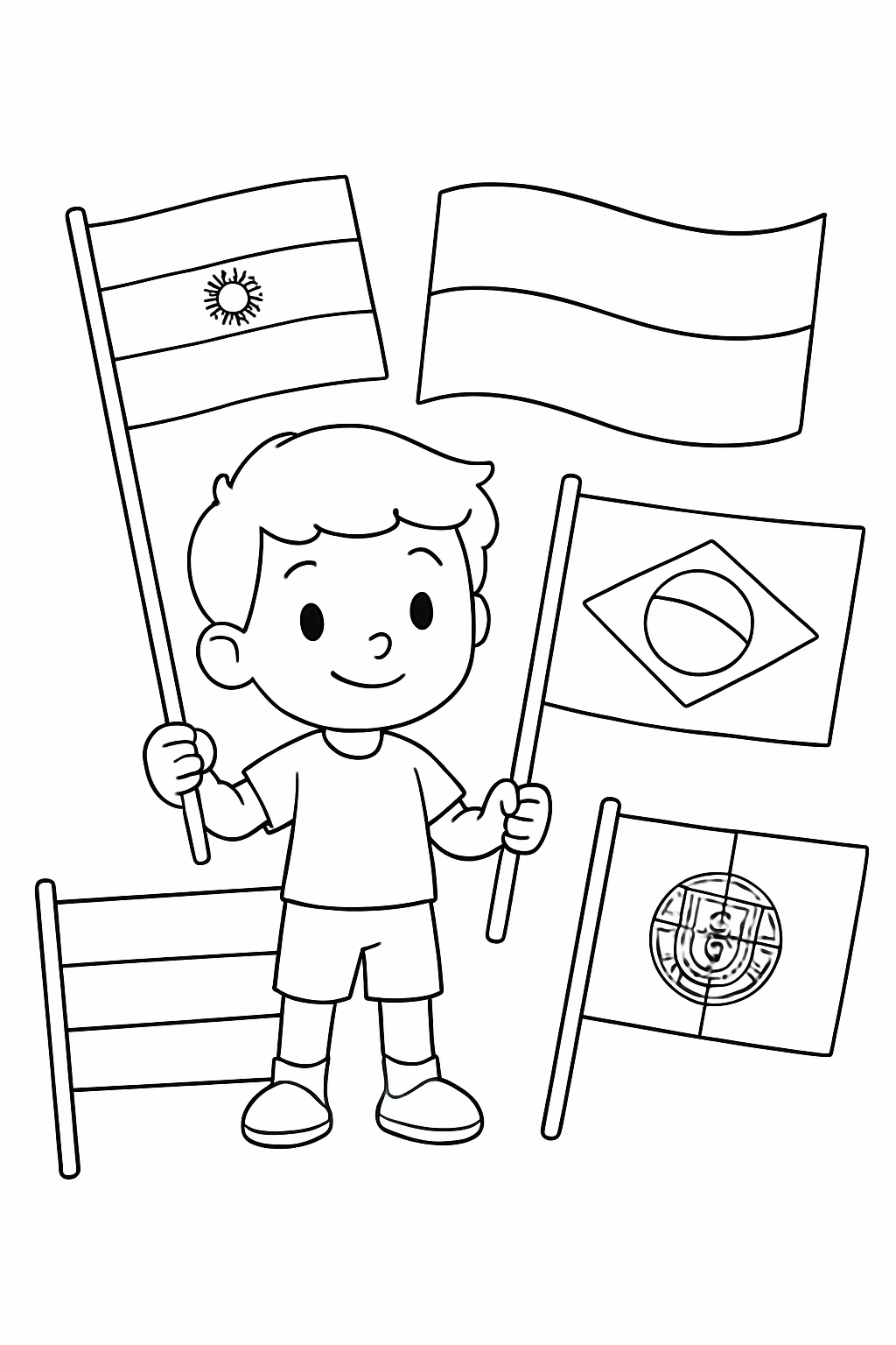 Paises da copa bandeiras para colorir — desenho para imprimir