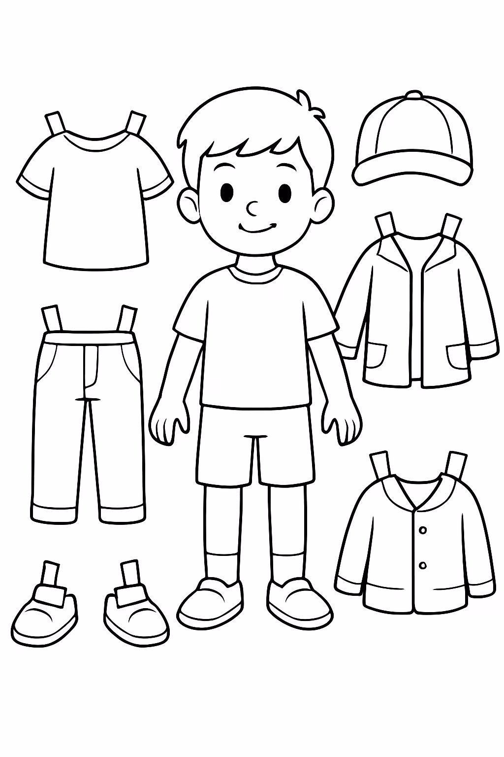 Paper doll menino para colorir — desenho para imprimir