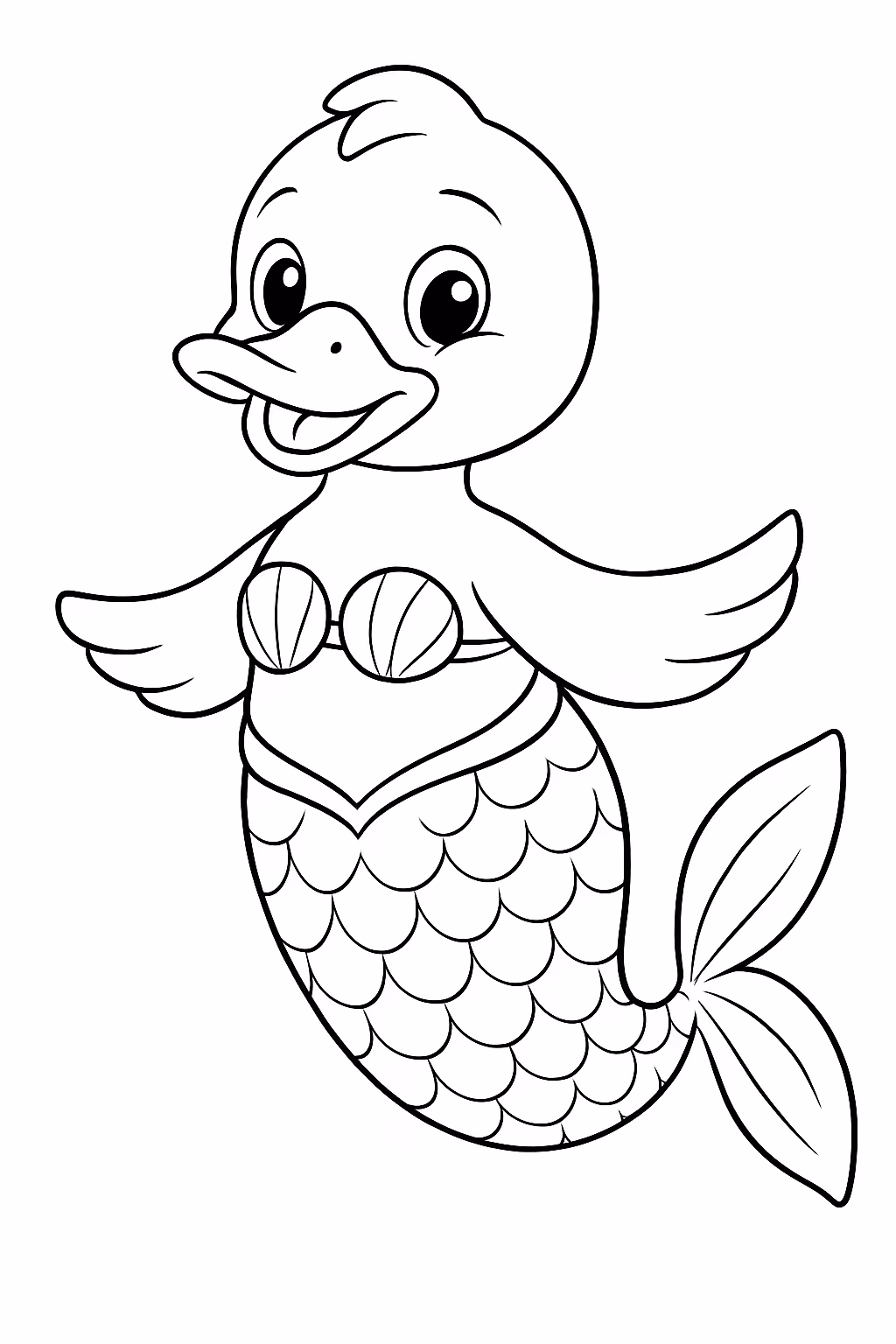 Paper ducks sereia para colorir — desenho para imprimir