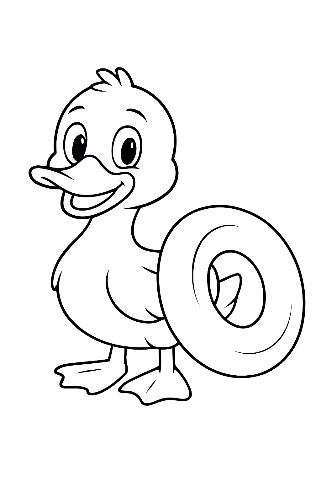 Pato com bolca de lado de alca para colorir — desenho para imprimir