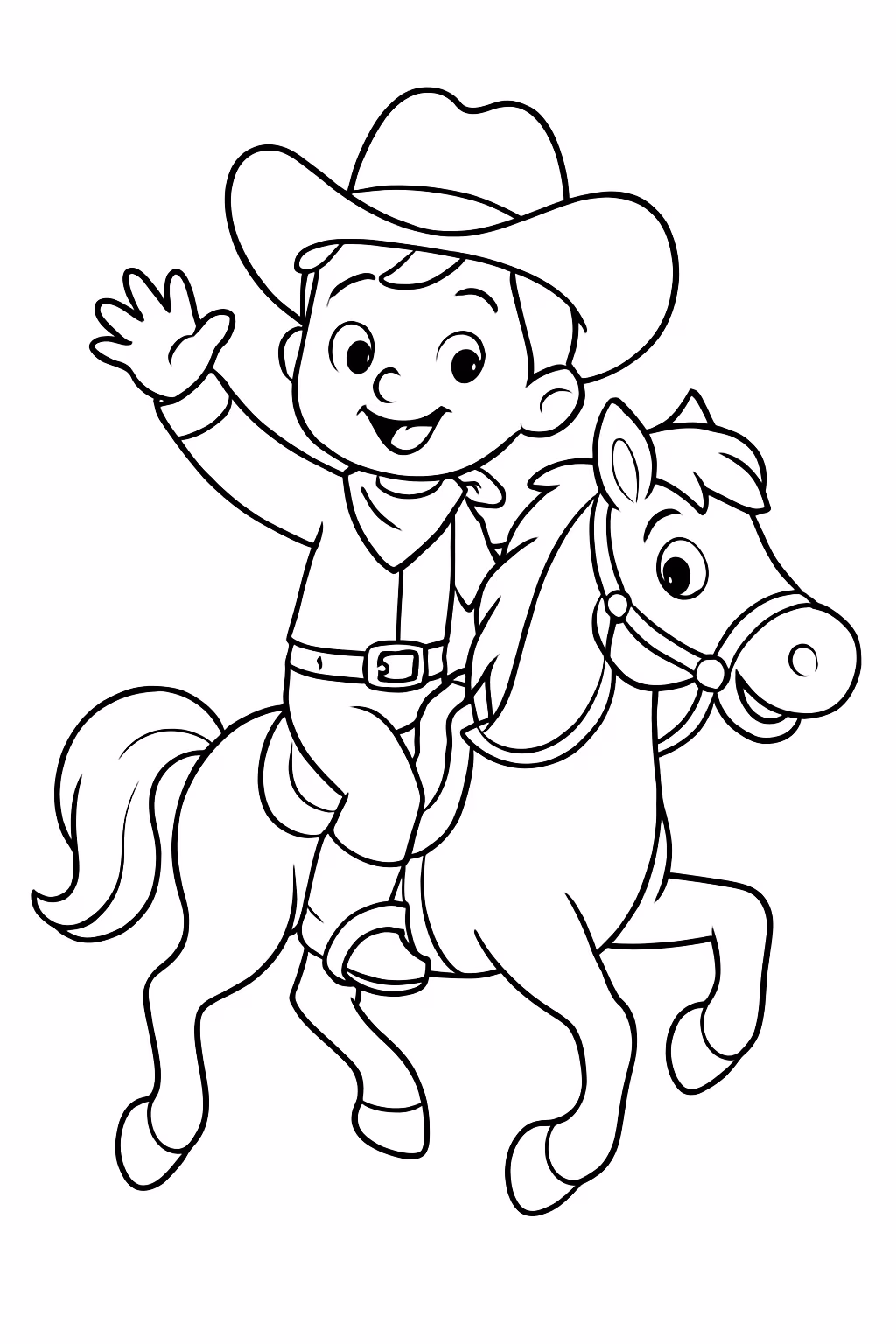 Peao de rodeio em cima do cavalo para colorir — desenho para imprimir