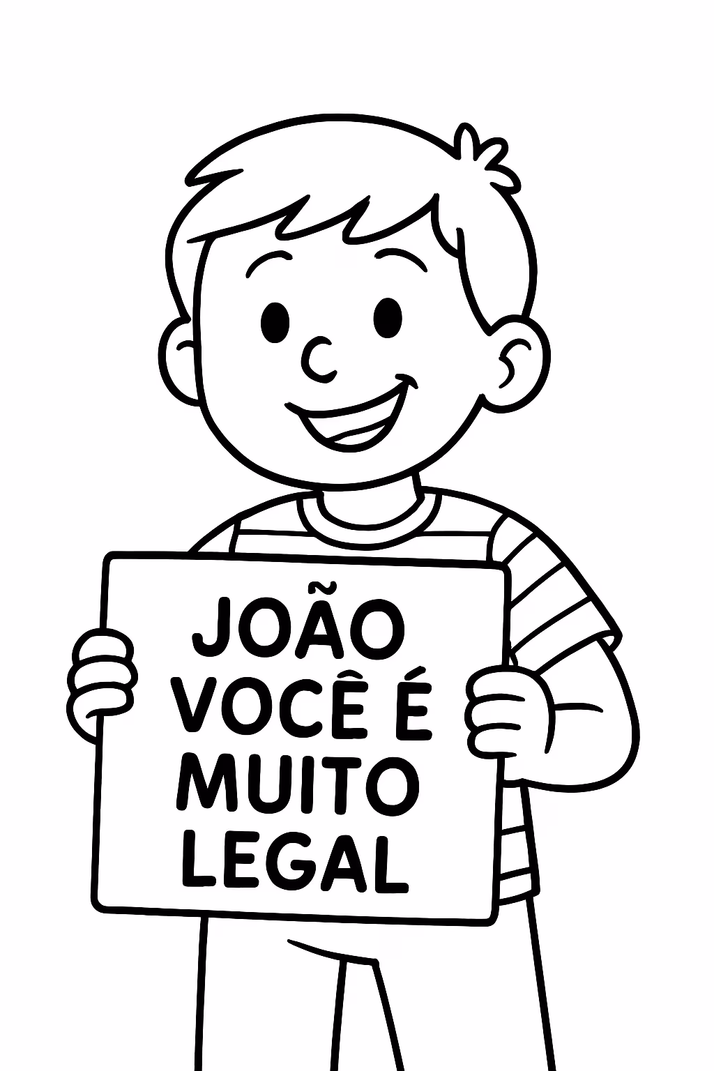 Personagem do mundo de greg segurando uma placa escrito joao para colorir — desenho para imprimir