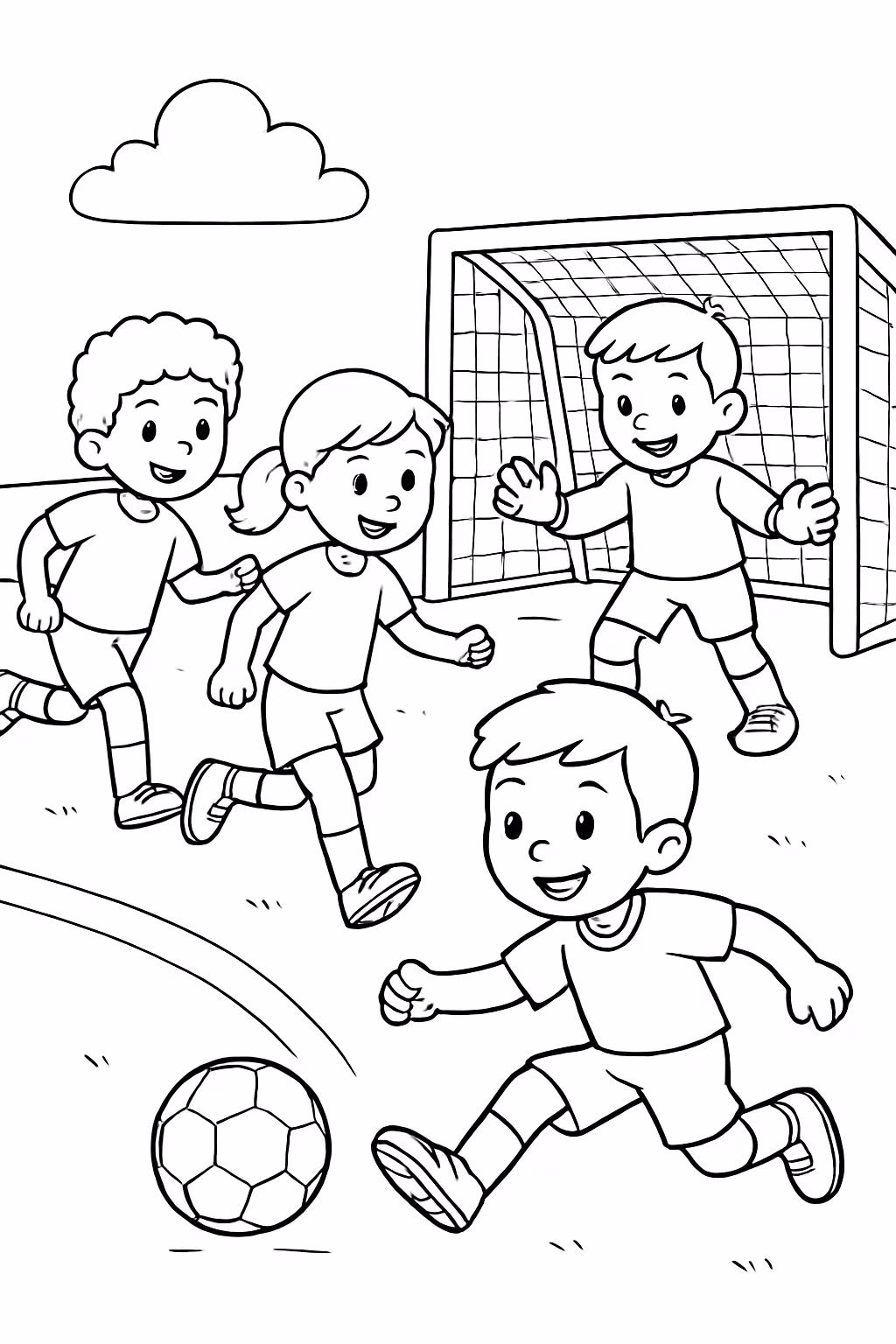 Pessoas jogando futebolgoleiro para colorir — desenho para imprimir