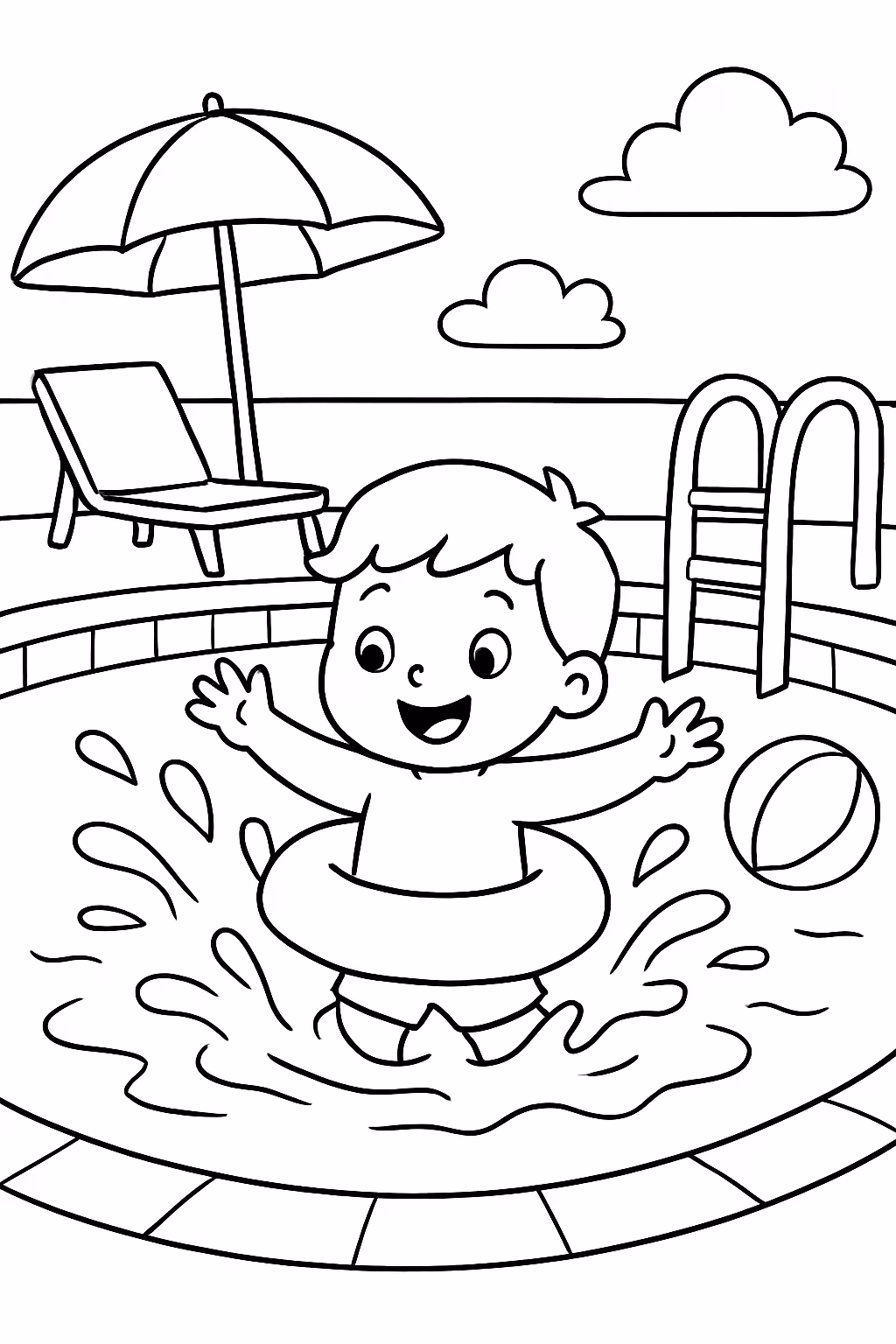 Piscina para colorir — desenho para imprimir