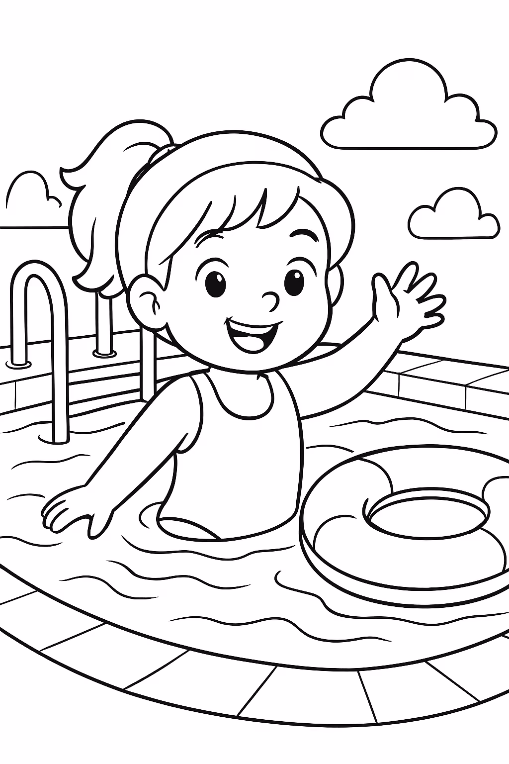 Piscinas para colorir — desenho para imprimir