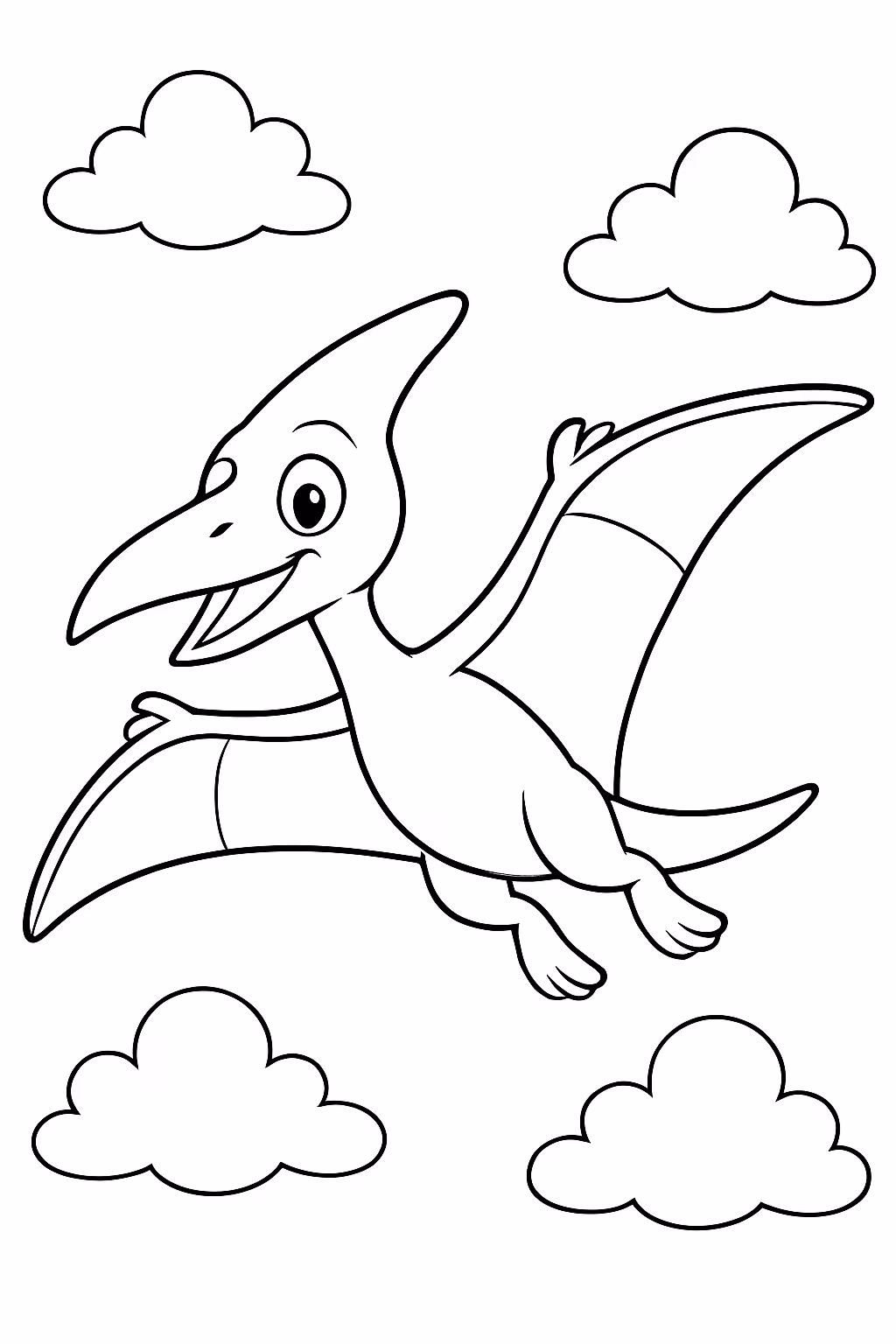 Piterodatilo voando no ceu para colorir — desenho para imprimir