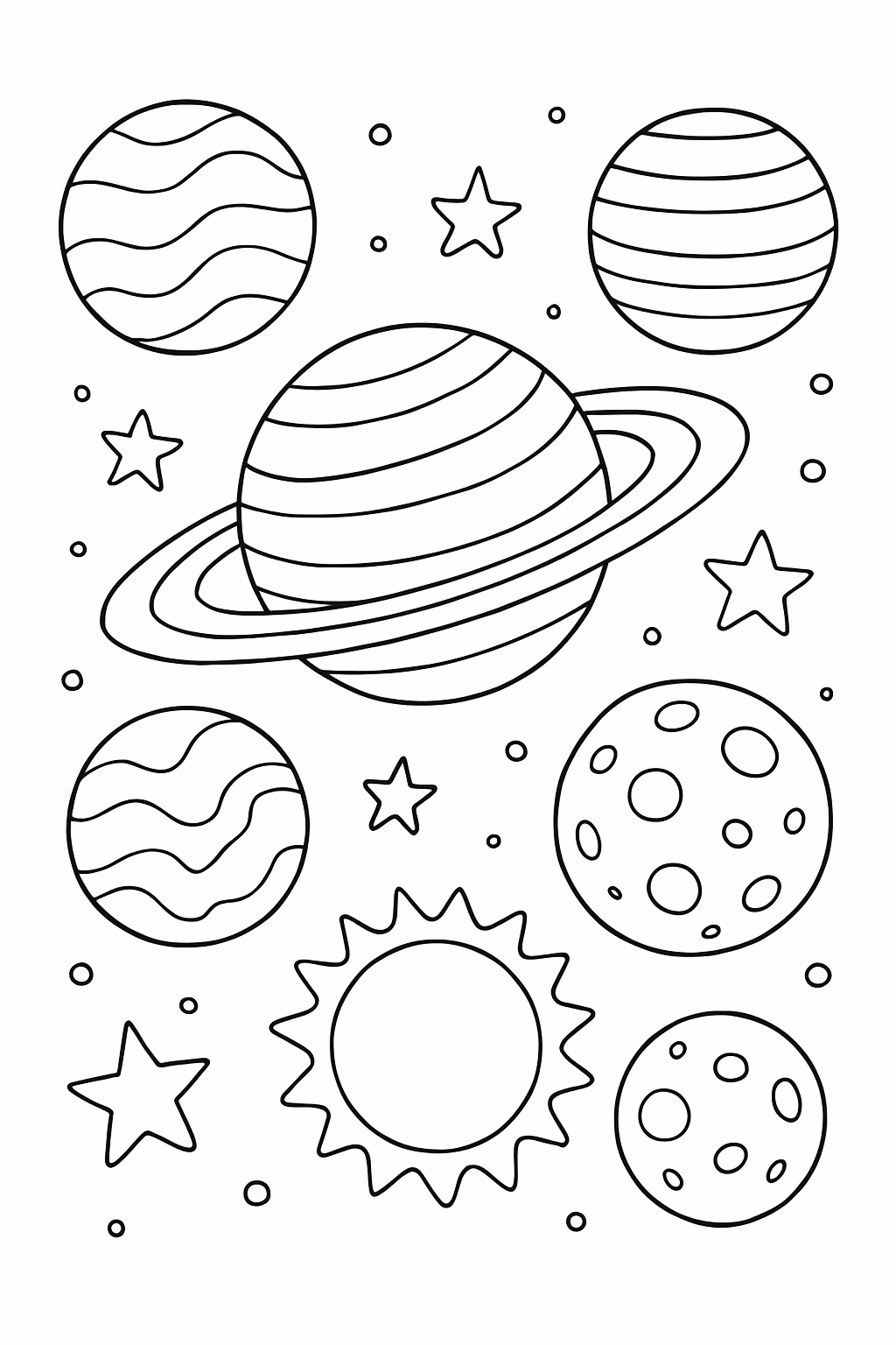 Planetas para colorir — desenho para imprimir