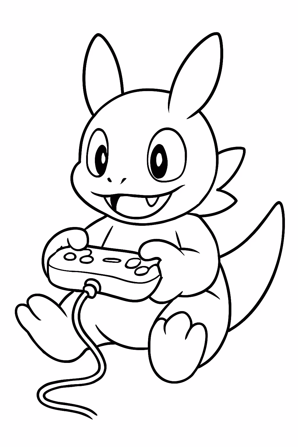 Pokemon jogando videogame para colorir — desenho para imprimir