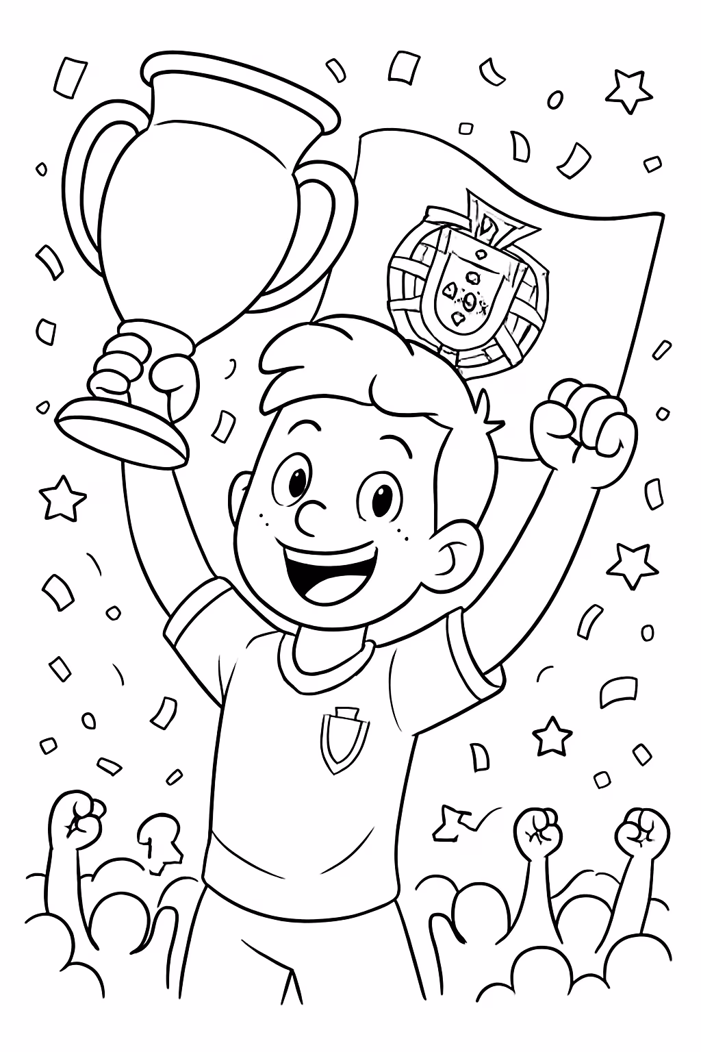 Portugal a ser campeao do mundo festejo com muitos detalhes para colorir — desenho para imprimir