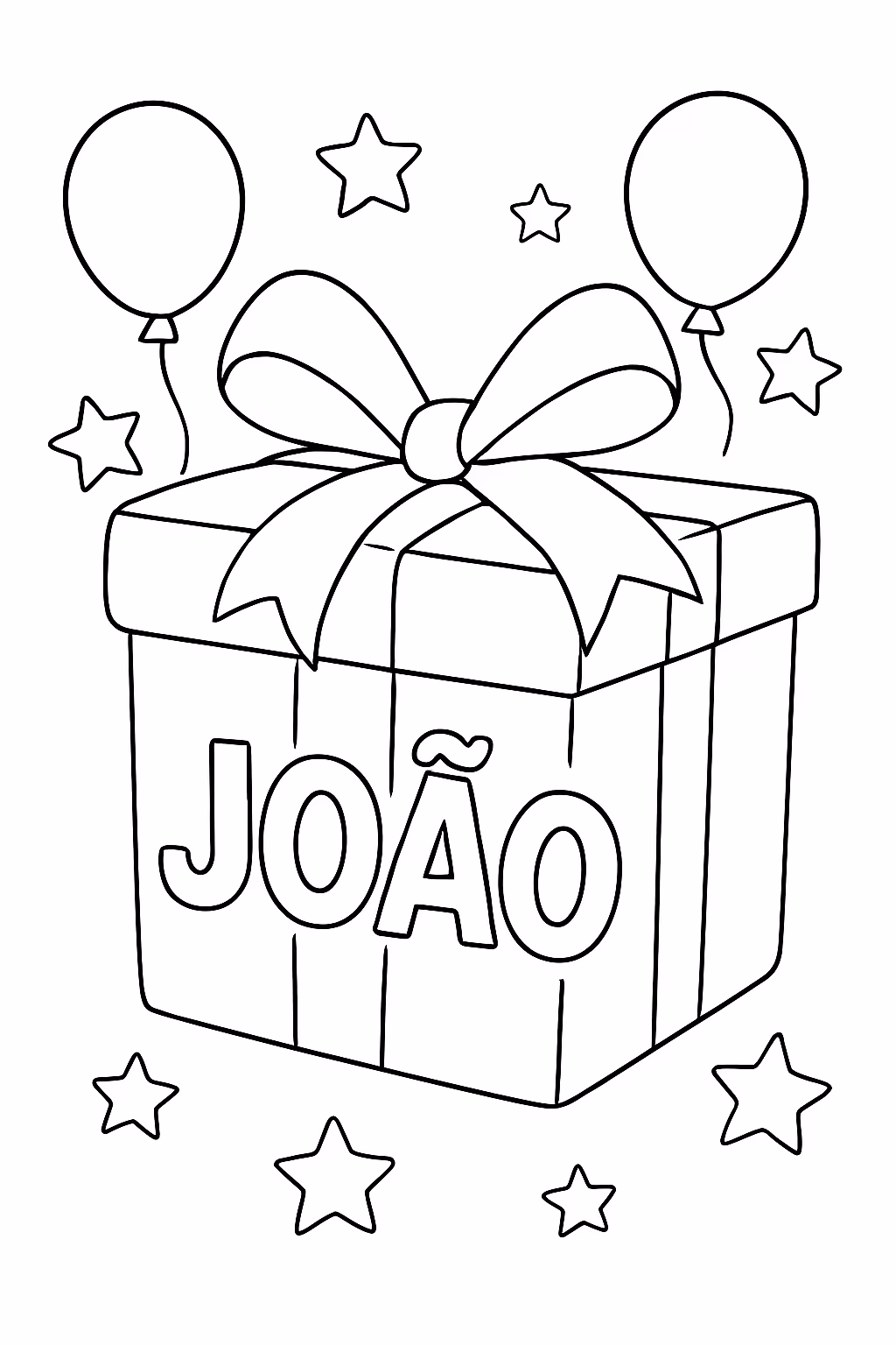 Presente de aniversario com nome para colorir — desenho para imprimir
