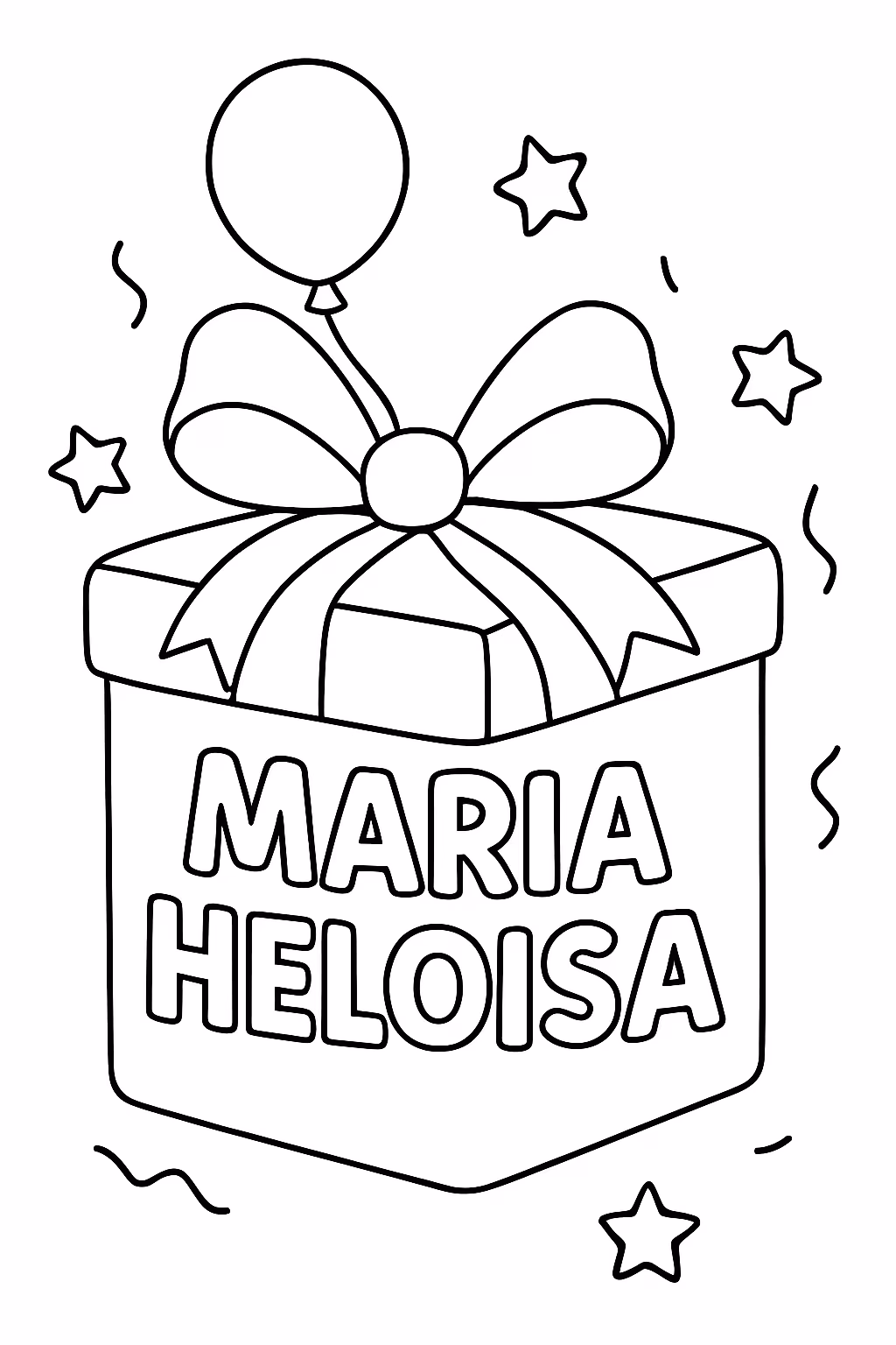 Presente de aniversario com nome maria heloisa para colorir — desenho para imprimir