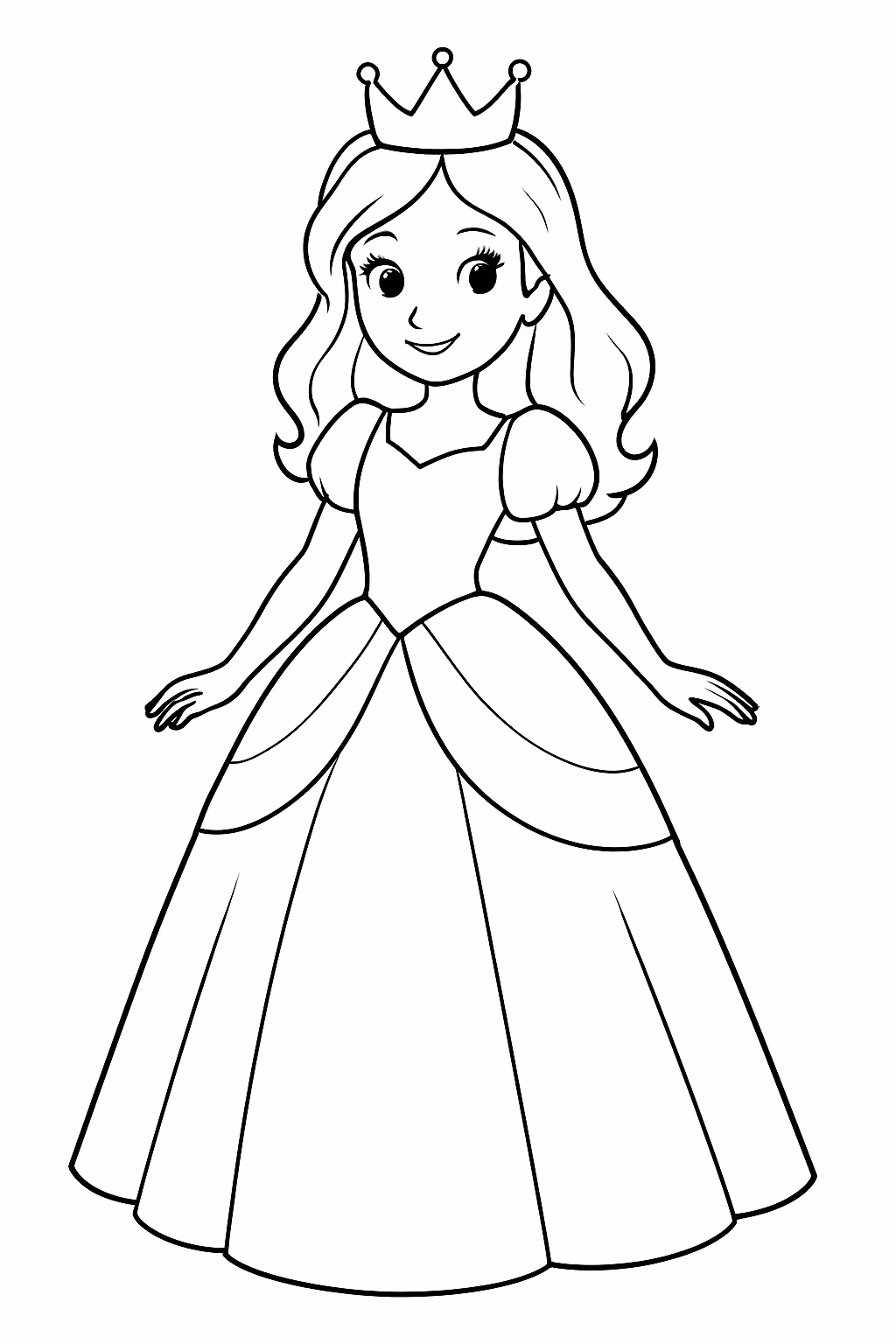 Princesa coom vestido longo para colorir — desenho para imprimir