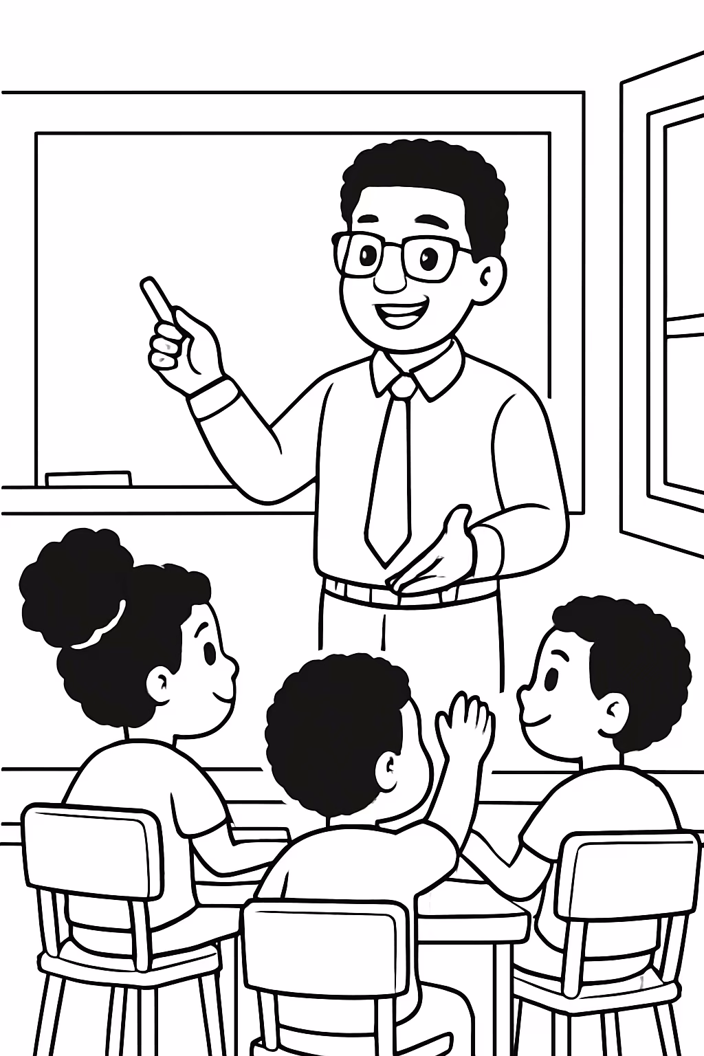 Quero um professor negro dentro de sala de aula com para colorir — desenho para imprimir