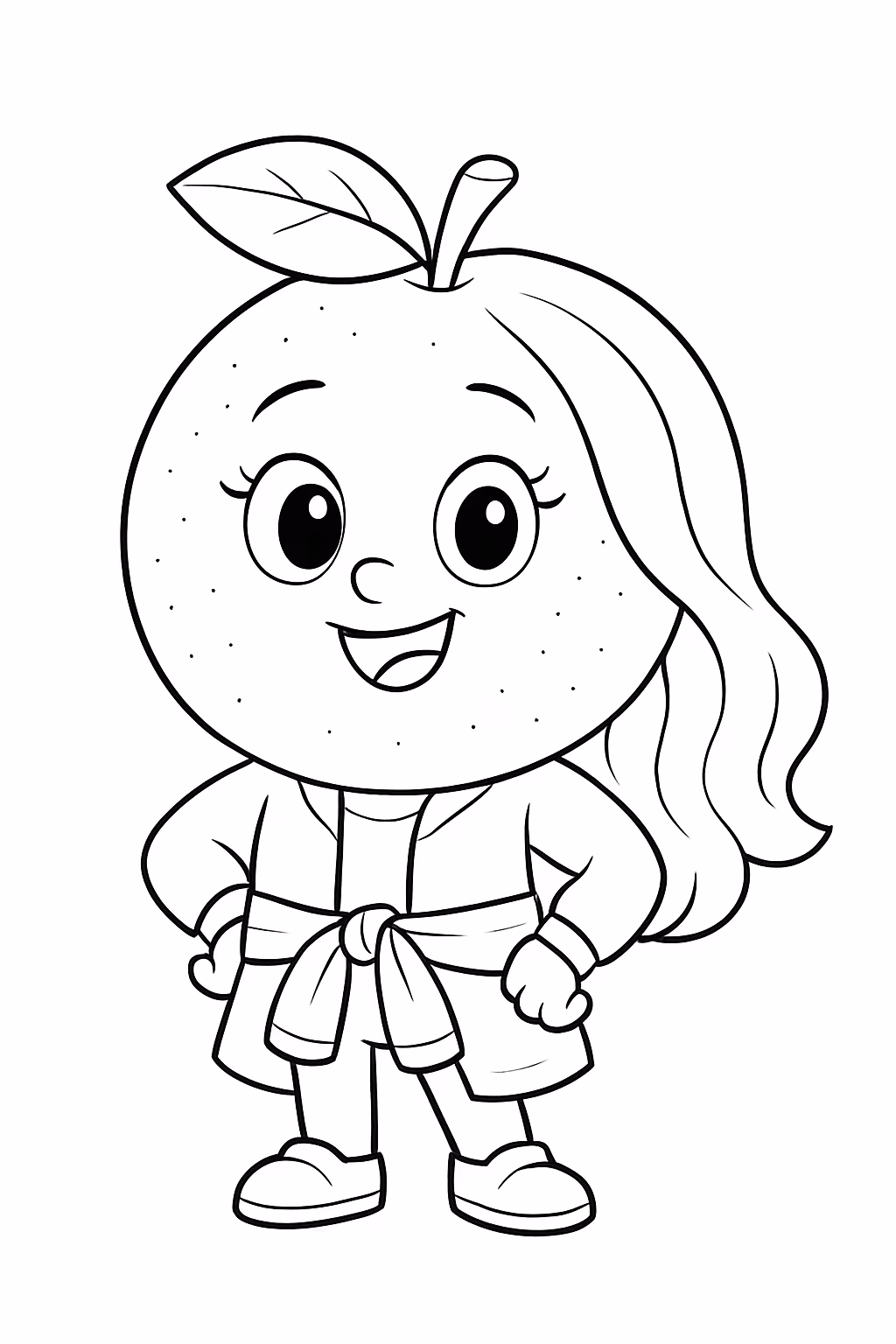 Quero uma laranja versao mundo torajo com casaco na cintura para colorir — desenho para imprimir
