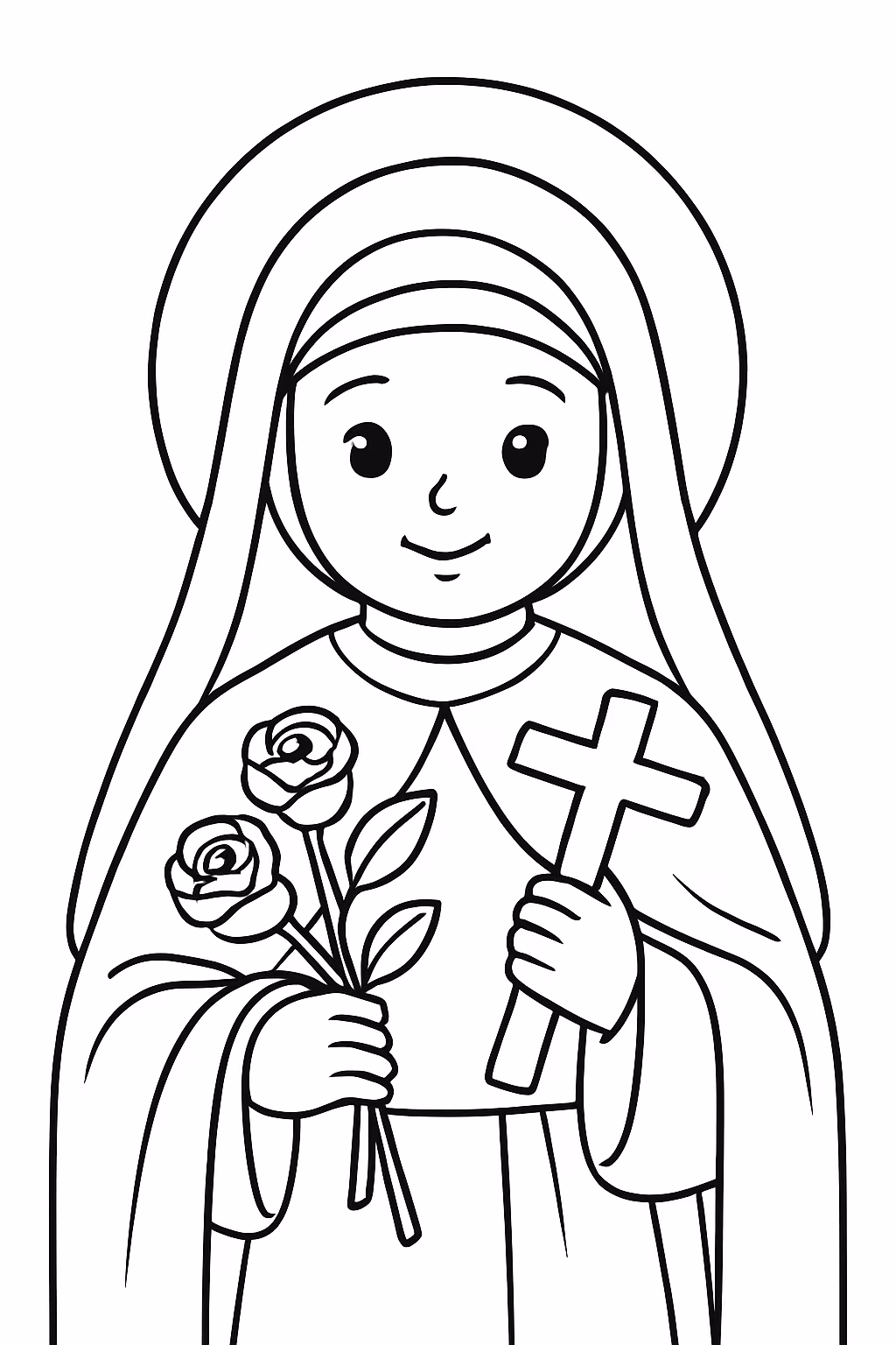Santa teresinha para colorir — desenho para imprimir