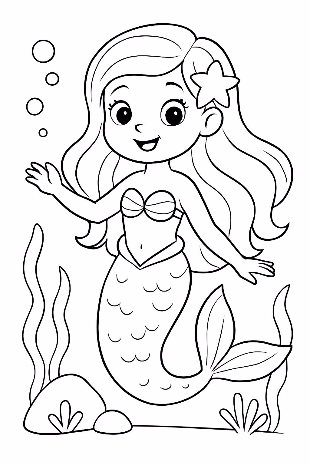 Sereia para colorir — desenho para imprimir