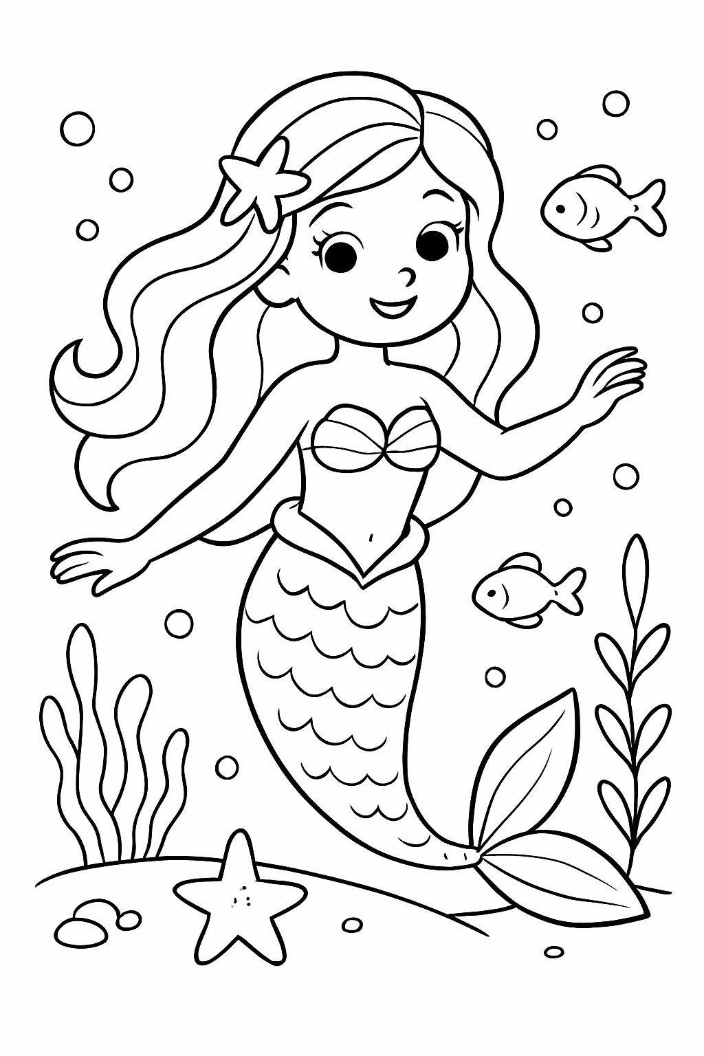 Sereia no fundo do mar helena para colorir — desenho para imprimir