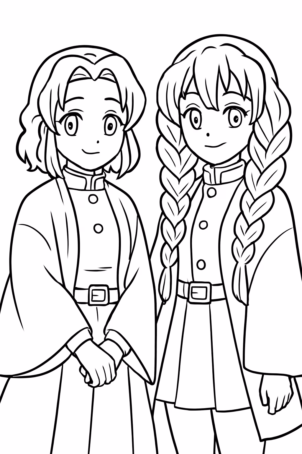 Shinobu e mitsuri para colorir — desenho para imprimir