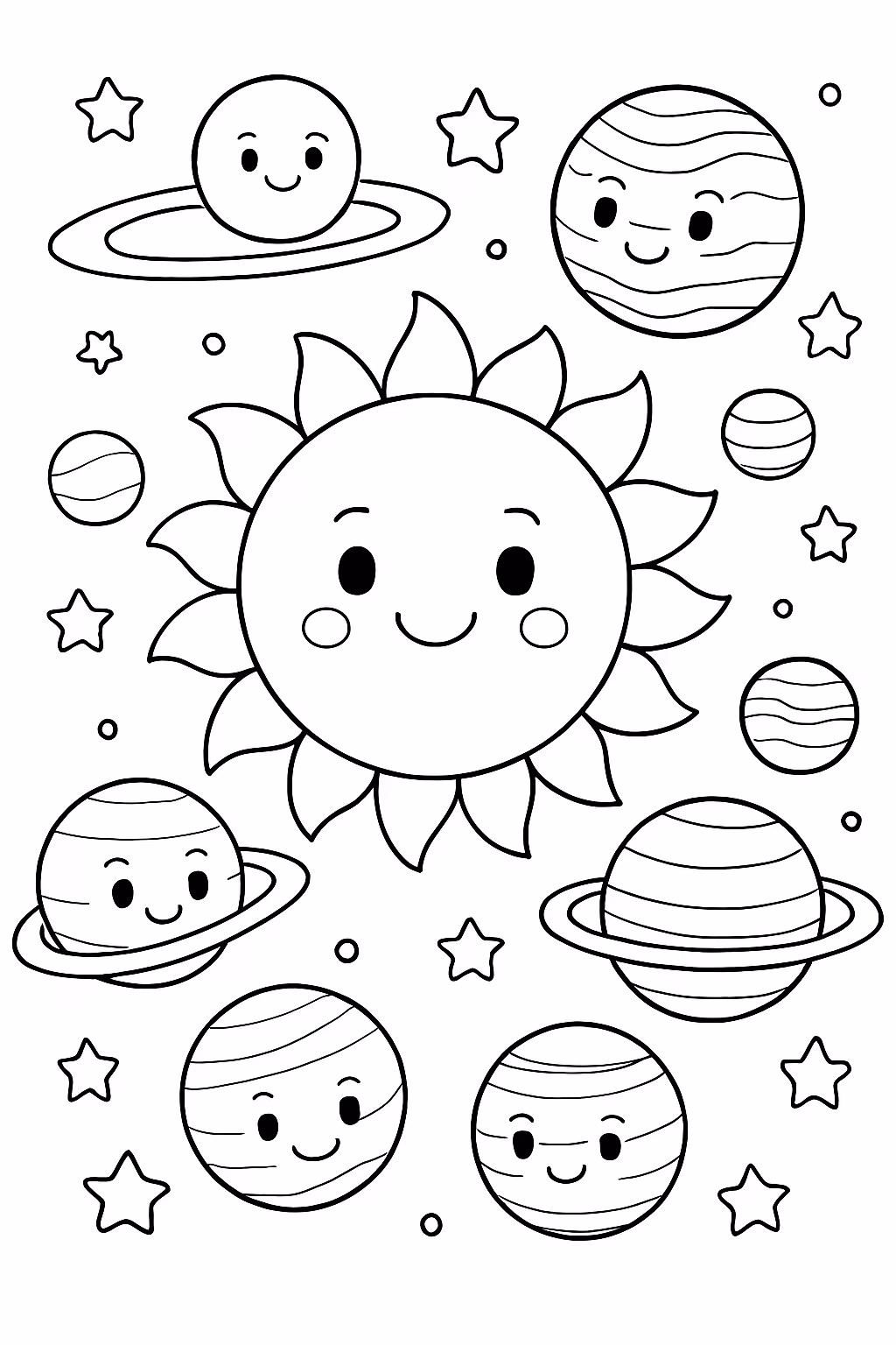 Sistema solar para colorir — desenho para imprimir