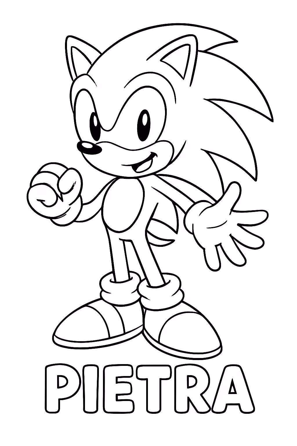 Sonic com o nome escrito pietra para colorir — desenho para imprimir